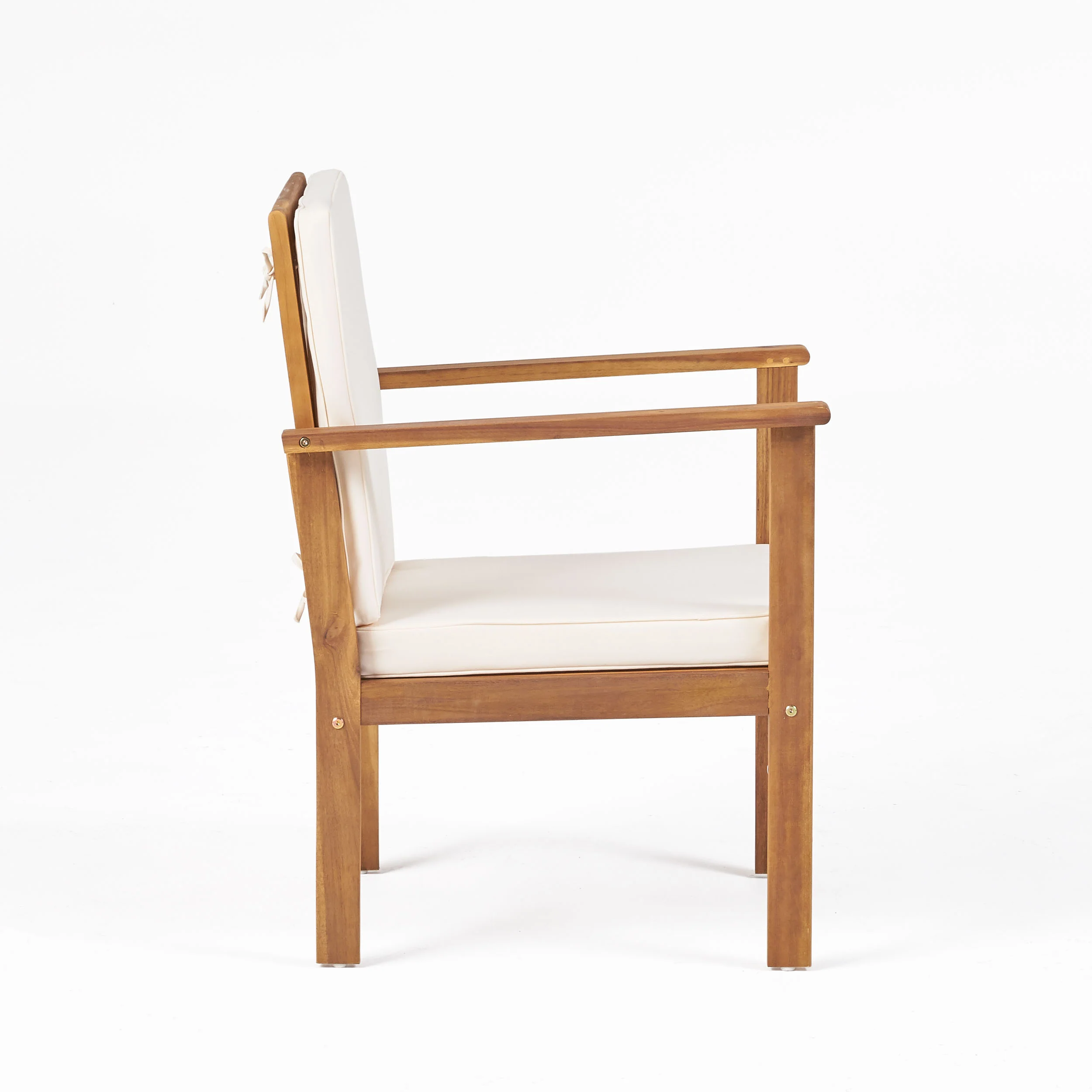 Harvey Outdoor Acacia Wood Club Chair and Coffee Table Set with Cushions - furnishings