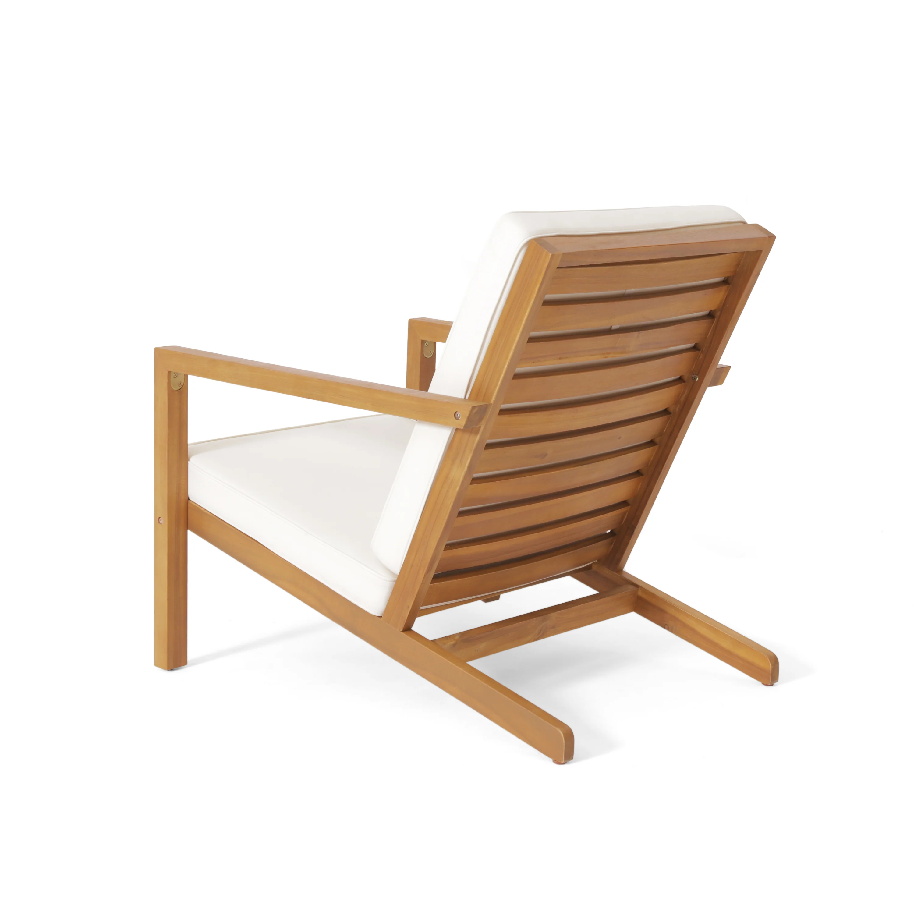 Ludwig Outdoor Acacia Wood 3 Piece Chat Set with Cushions - furnishings