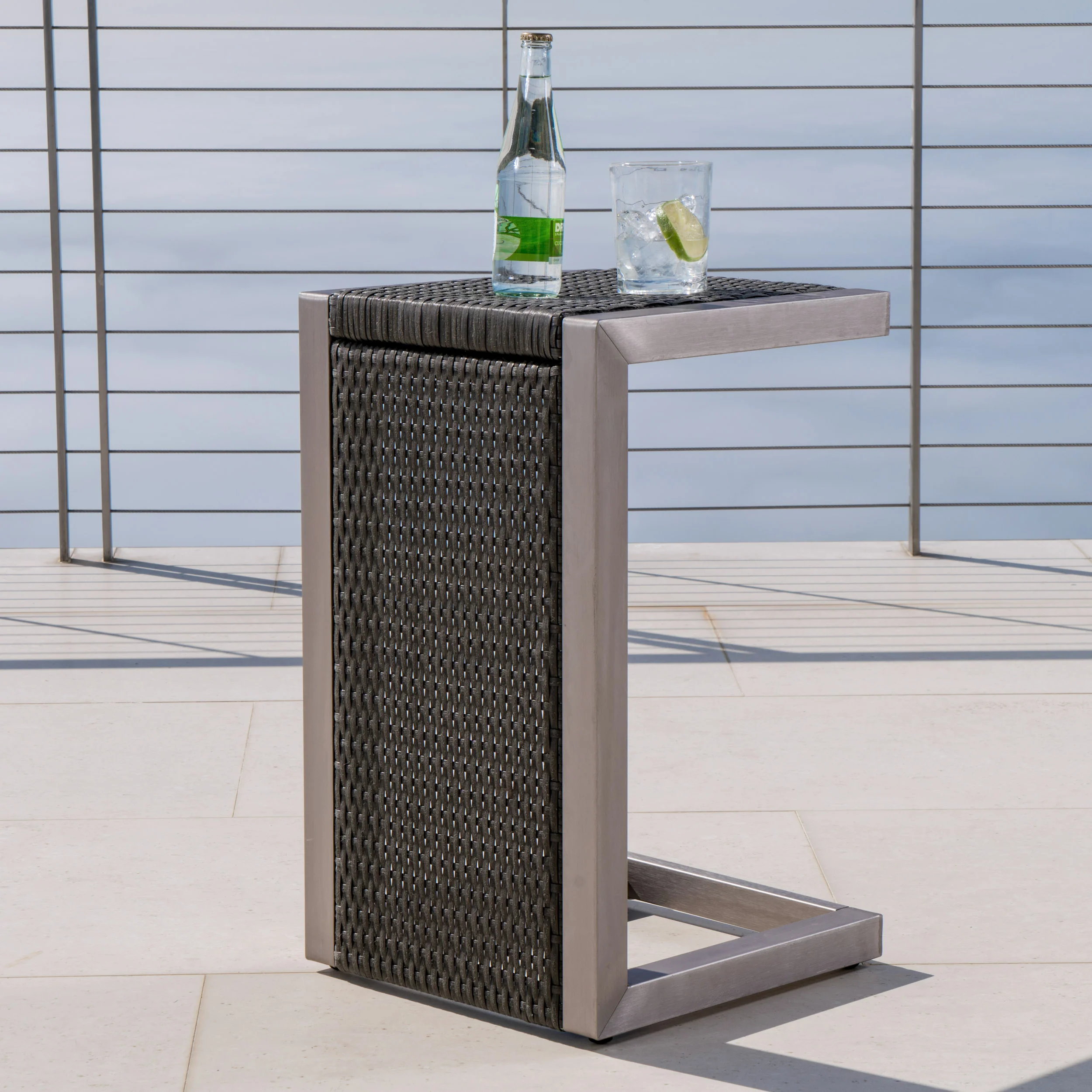 Crested-Bay Modern Aluminum C-Shaped End Table - furnishings