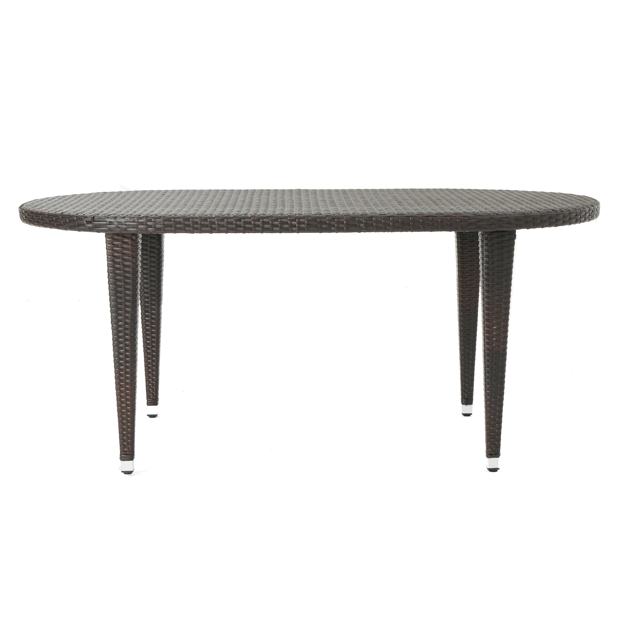 Domo Outdoor 69 Inch Wicker Oval Dining Table - furnishings