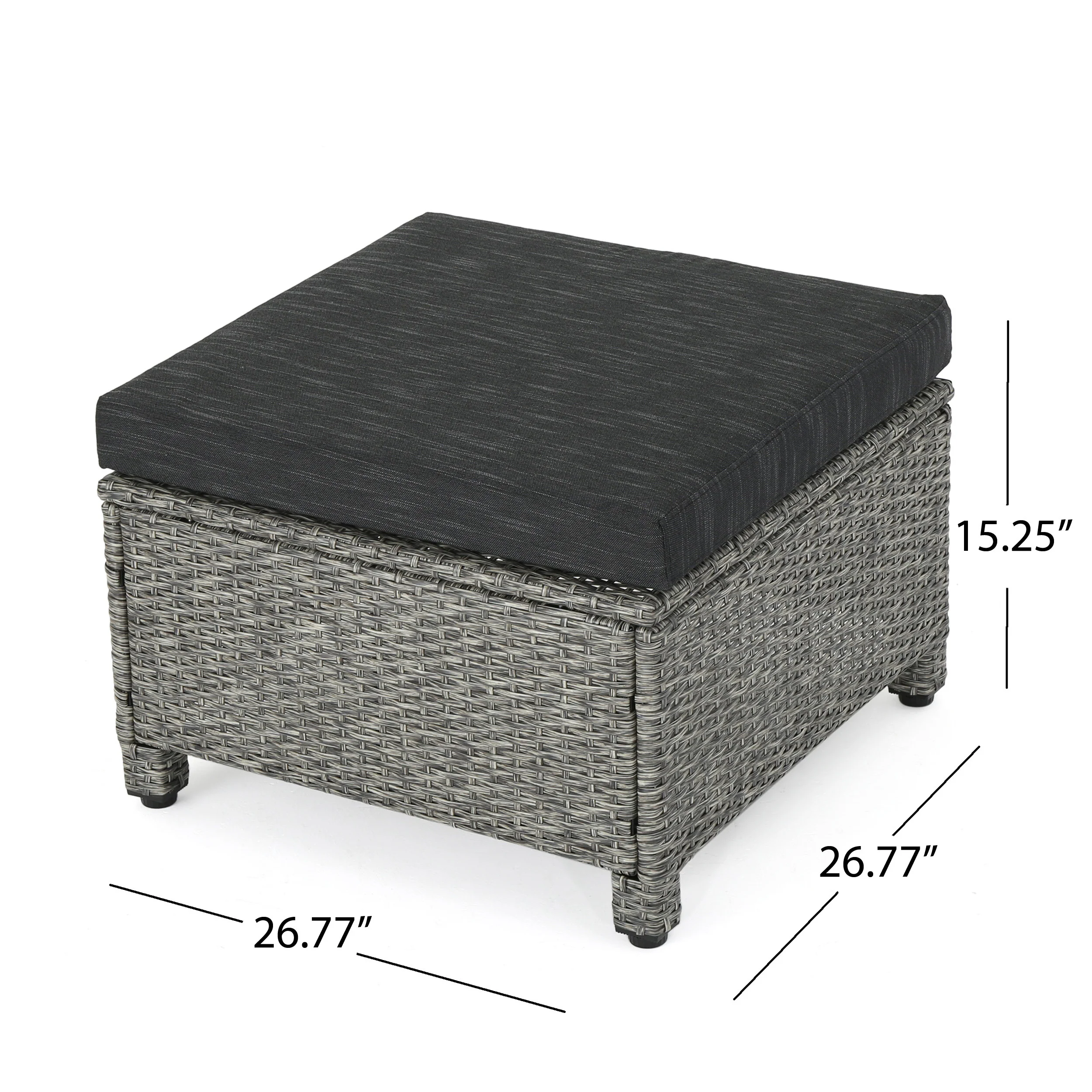 Venice Outdoor Gray PE Wicker Club Chair with Ottoman (set of 2) - furnishings