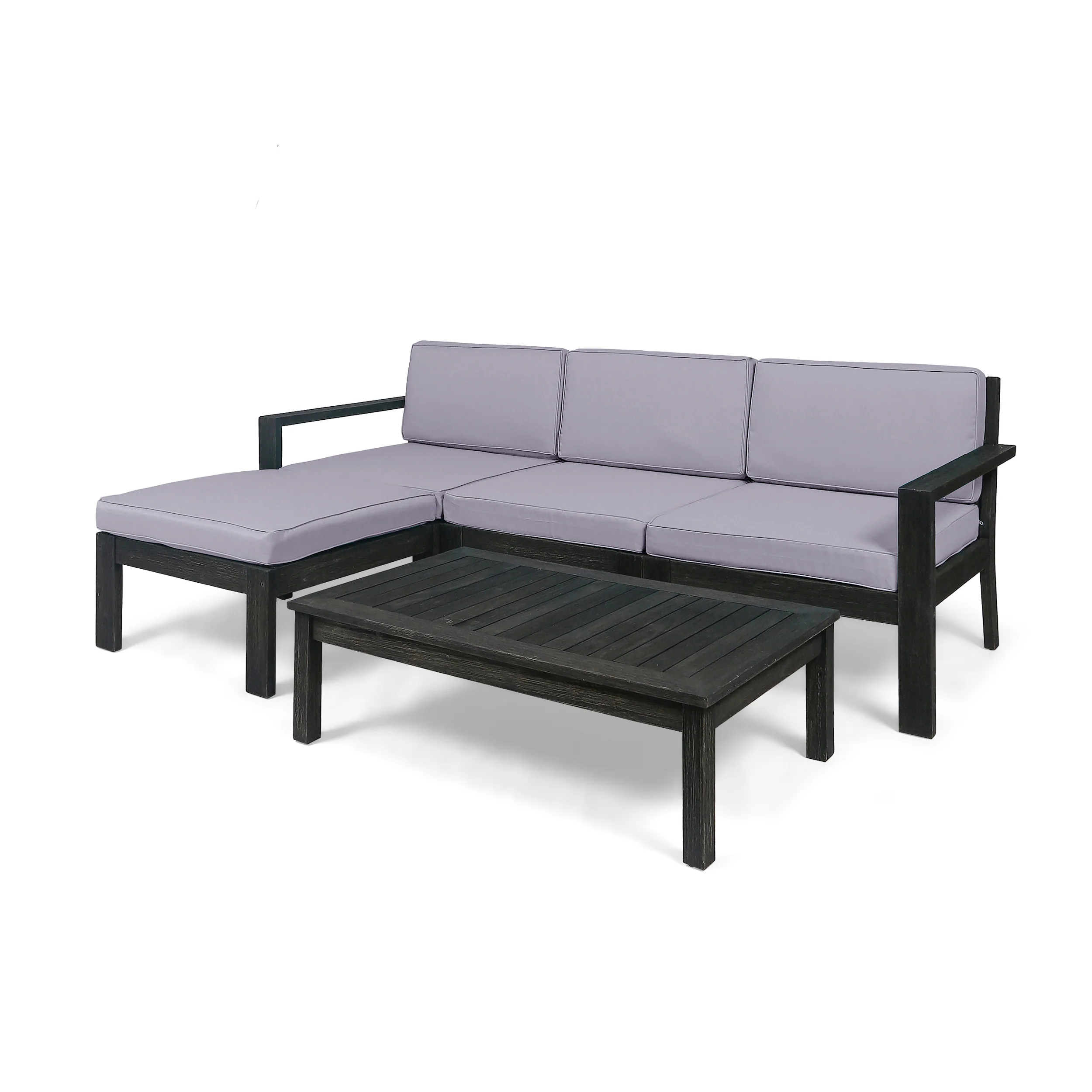 Makayla Ana Outdoor 3 Seater Acacia Wood Sofa Sectional with Cushions - furnishings