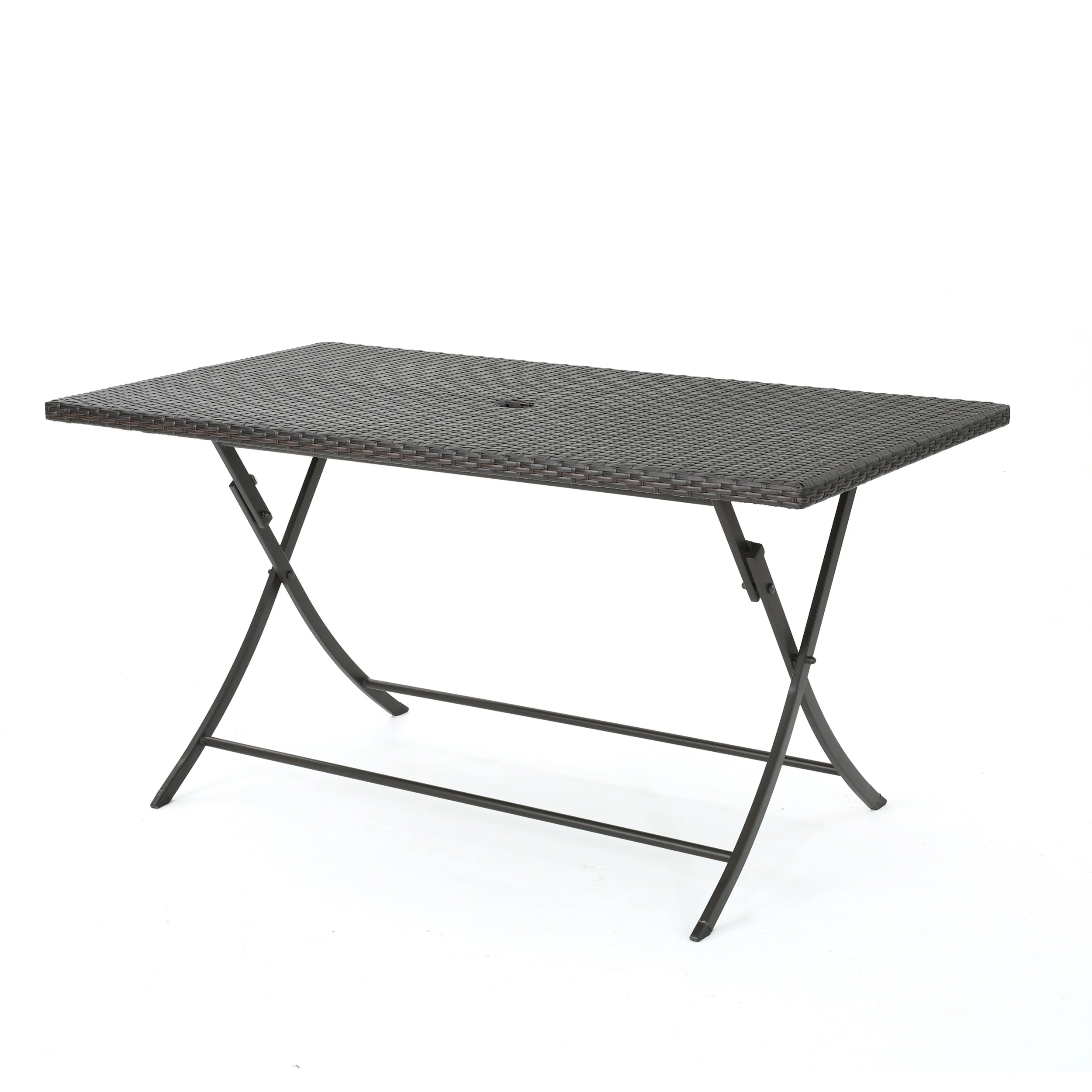 Riley Outdoor Multi-brown Wicker Rectangular Foldable Dining Table - furnishings