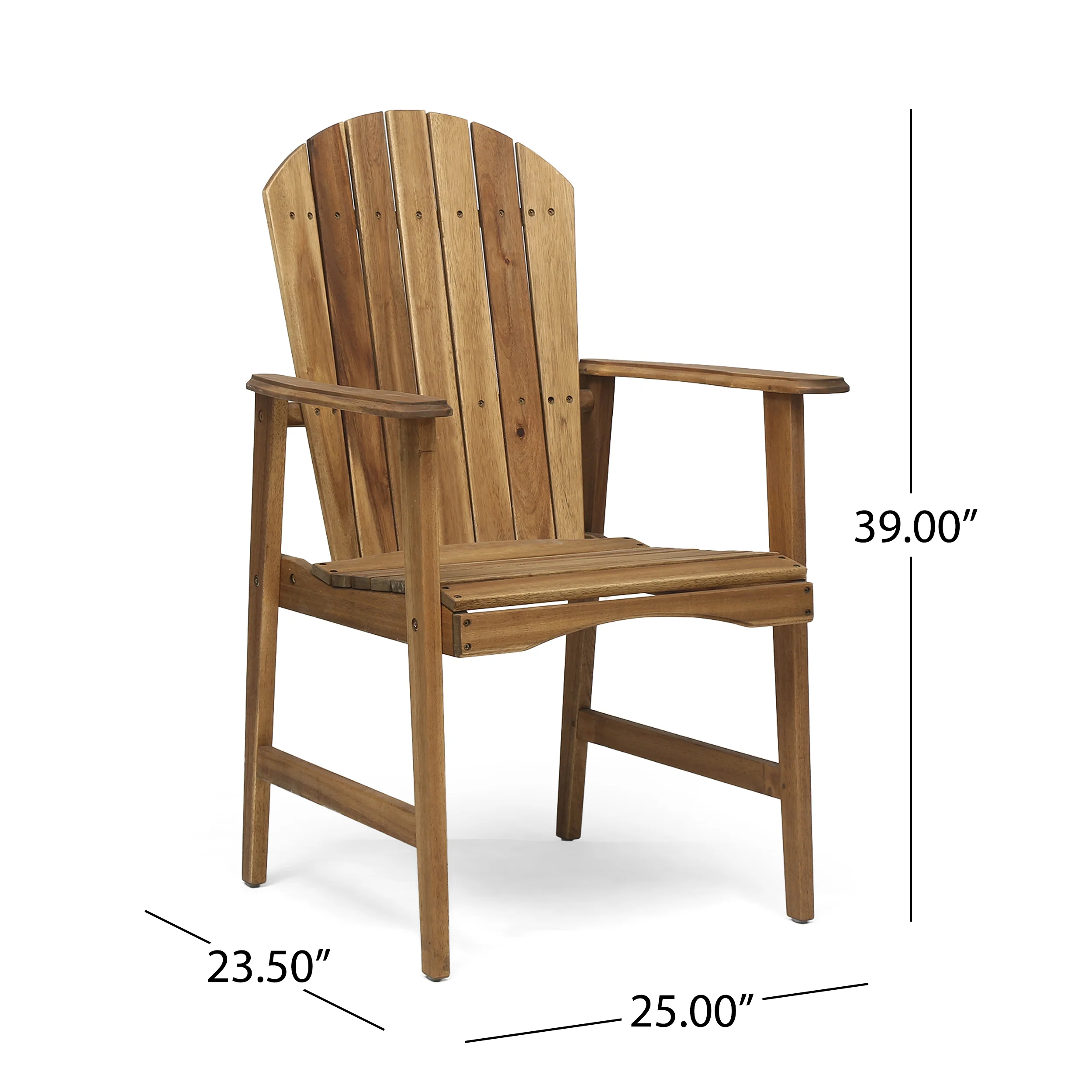 George Outdoor 2 Seater Half-Round Acacia Wood Bistro Table Set with Adirondack Chairs - furnishings