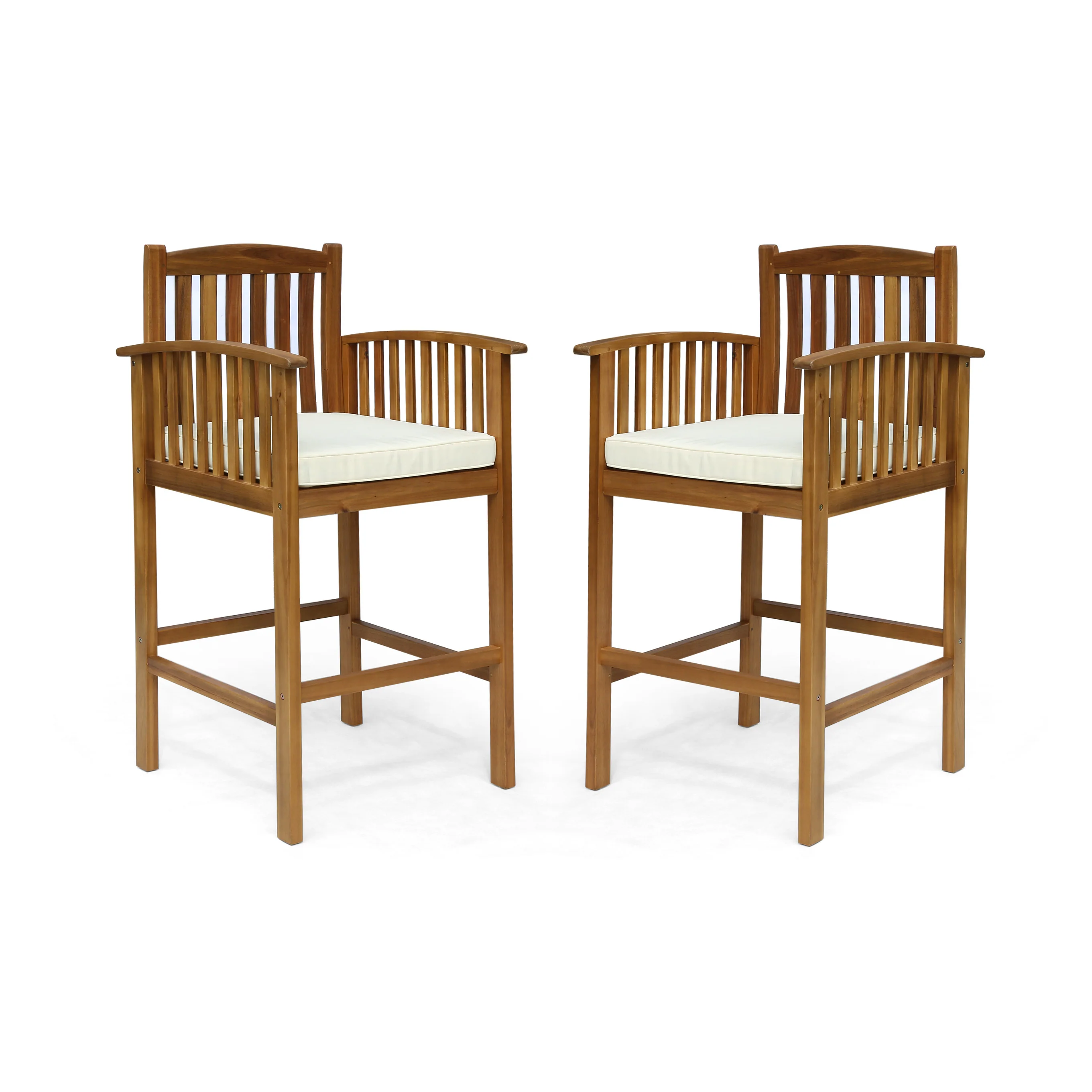 Grace Outdoor Acacia Barstools, Gray Finish and Dark (Set of 2) - furnishings