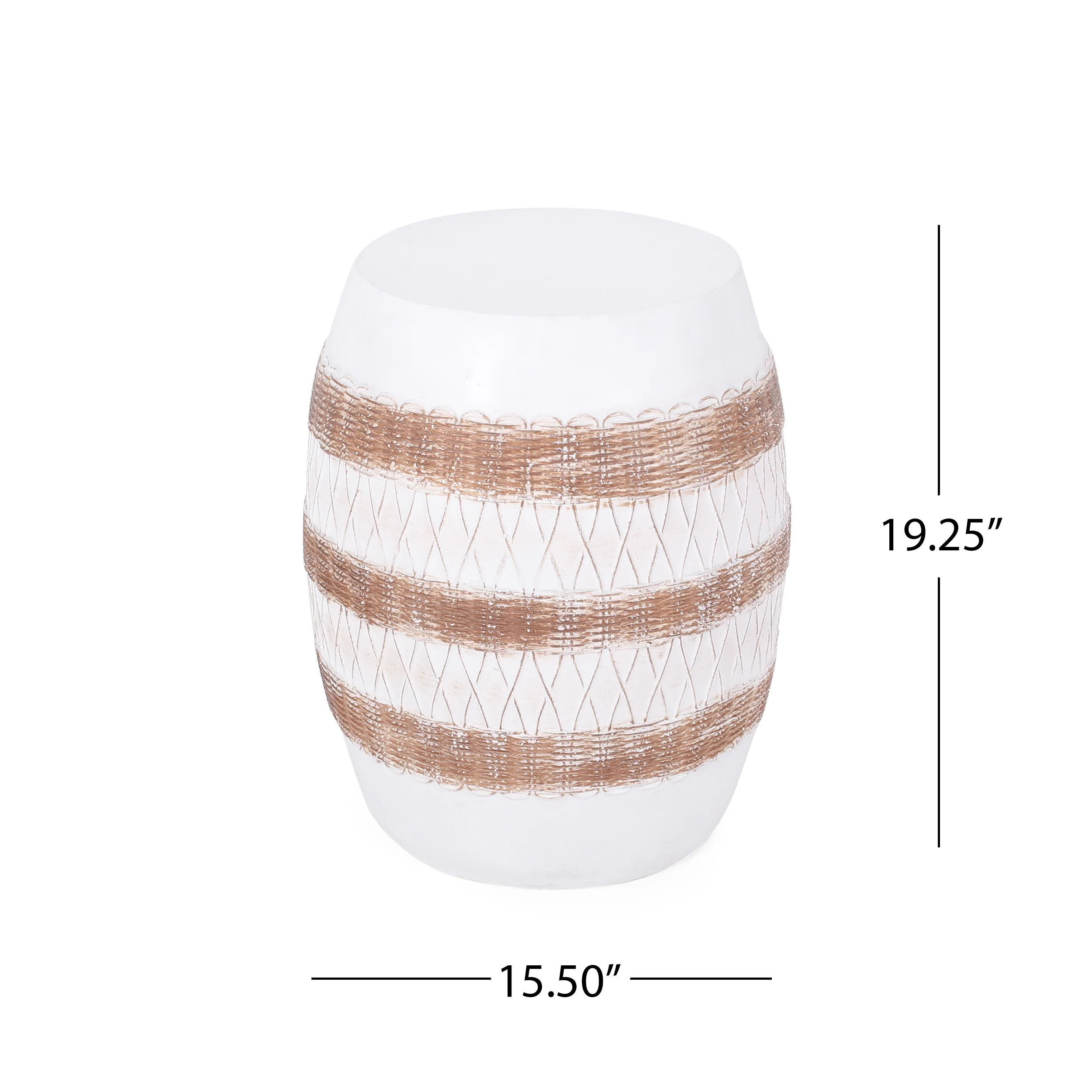 Anvil Outdoor Lightweight Concrete Side Table, White and Brown - furnishings