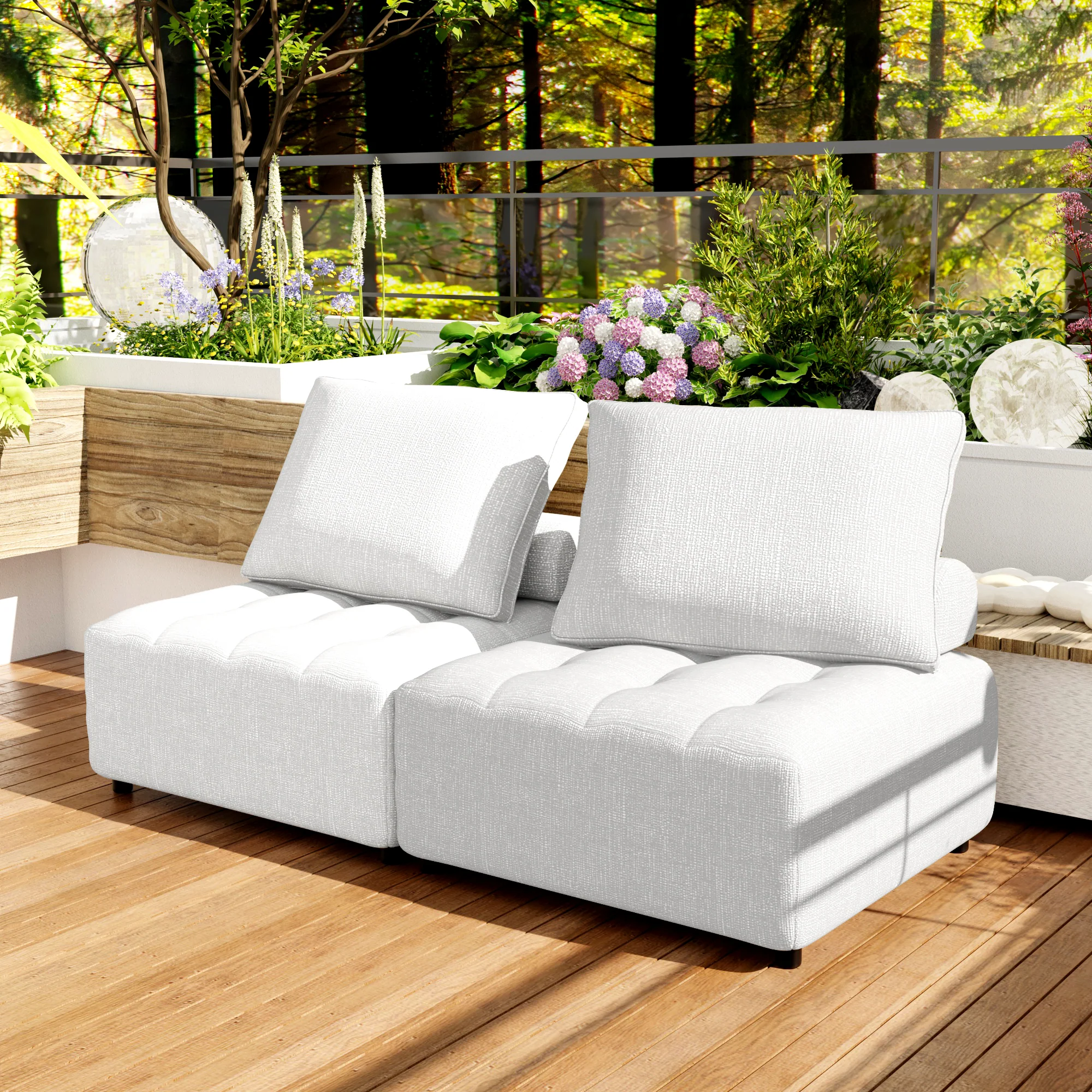 Premium Outdoor Modular Sofa with Aluminum Frame, Removable Cushions & Waterproof Cover - furnishings