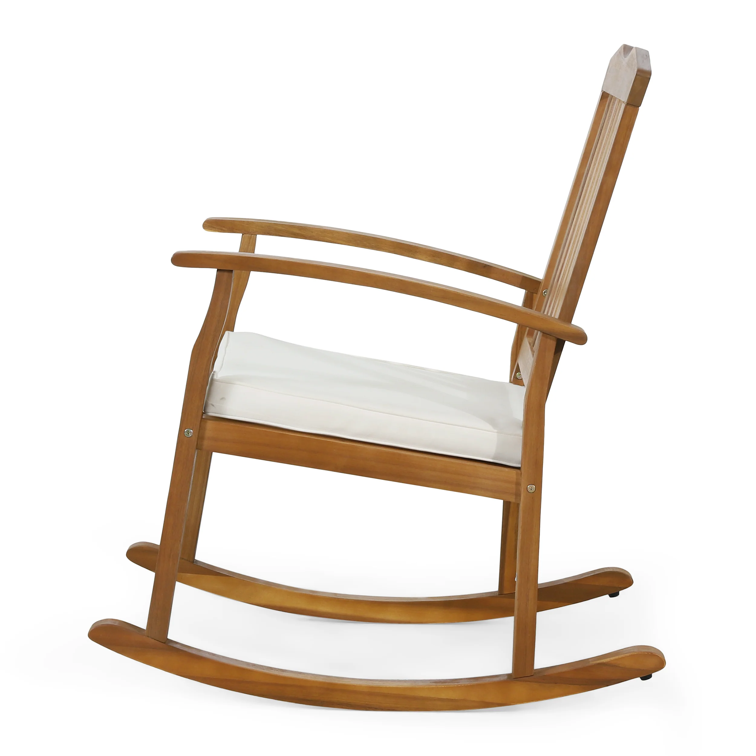 Kessler Outdoor Acacia Wood Rocking Chair with Cushion, Set of 2, Teak and Beige - furnishings