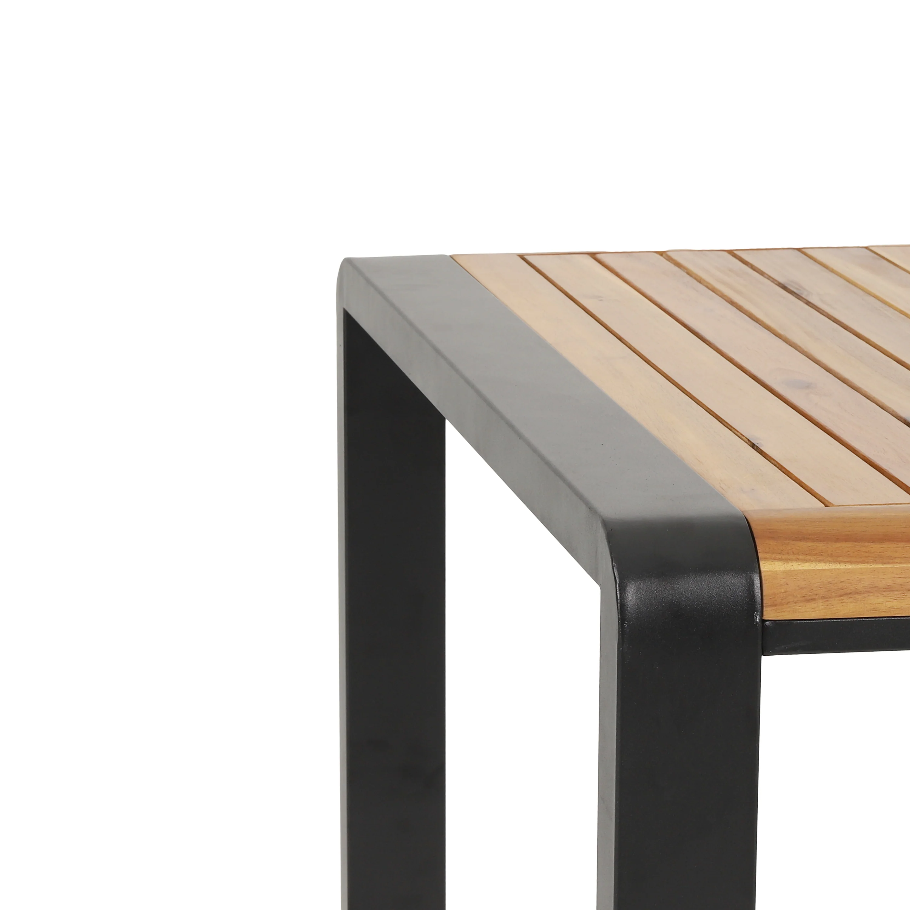 Roseland Outdoor Acacia Wood Dining Table, Teak and Black - furnishings