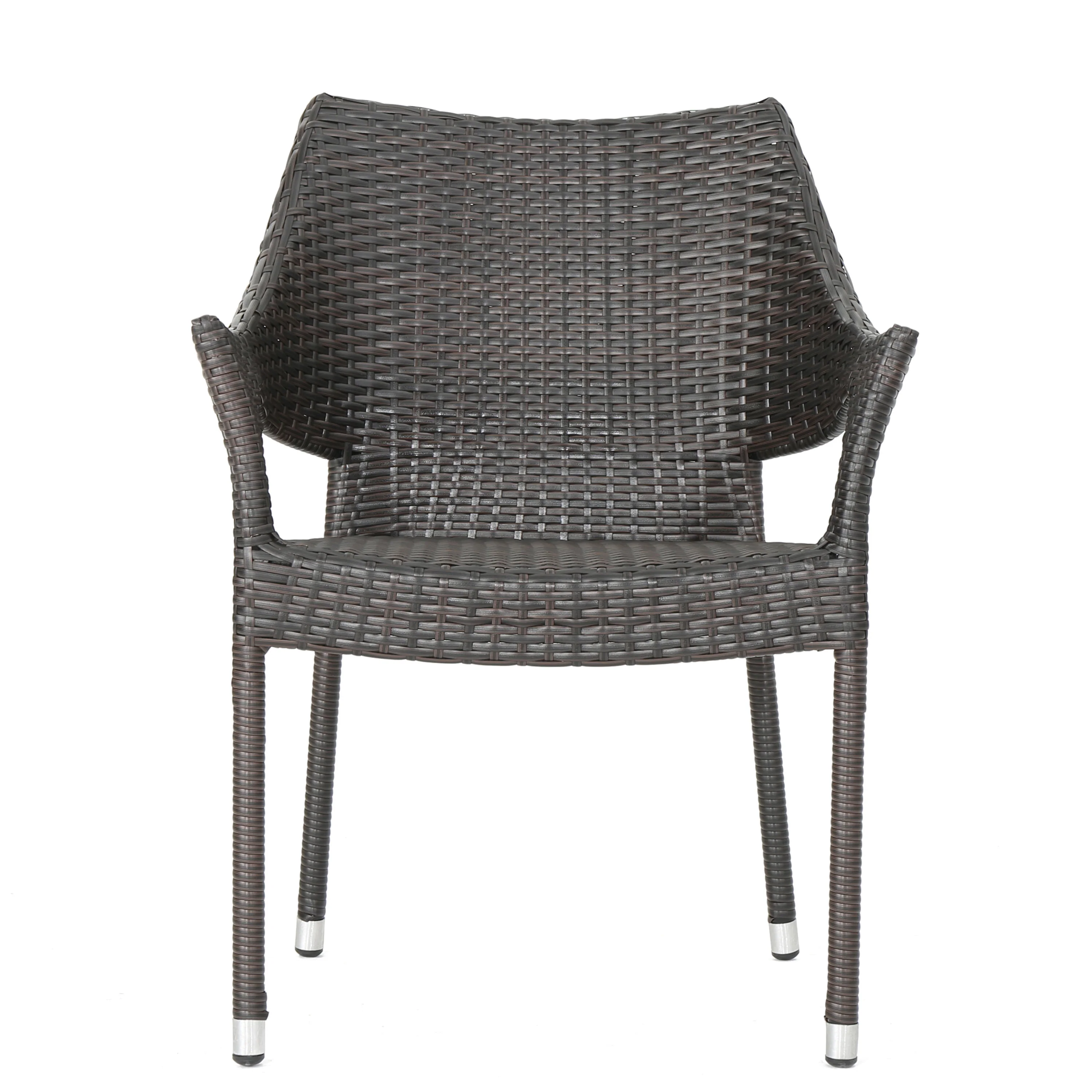 Miranda Outdoor Mix Mocha Wicker Stacking Dining Chairs (Set of 4) - furnishings
