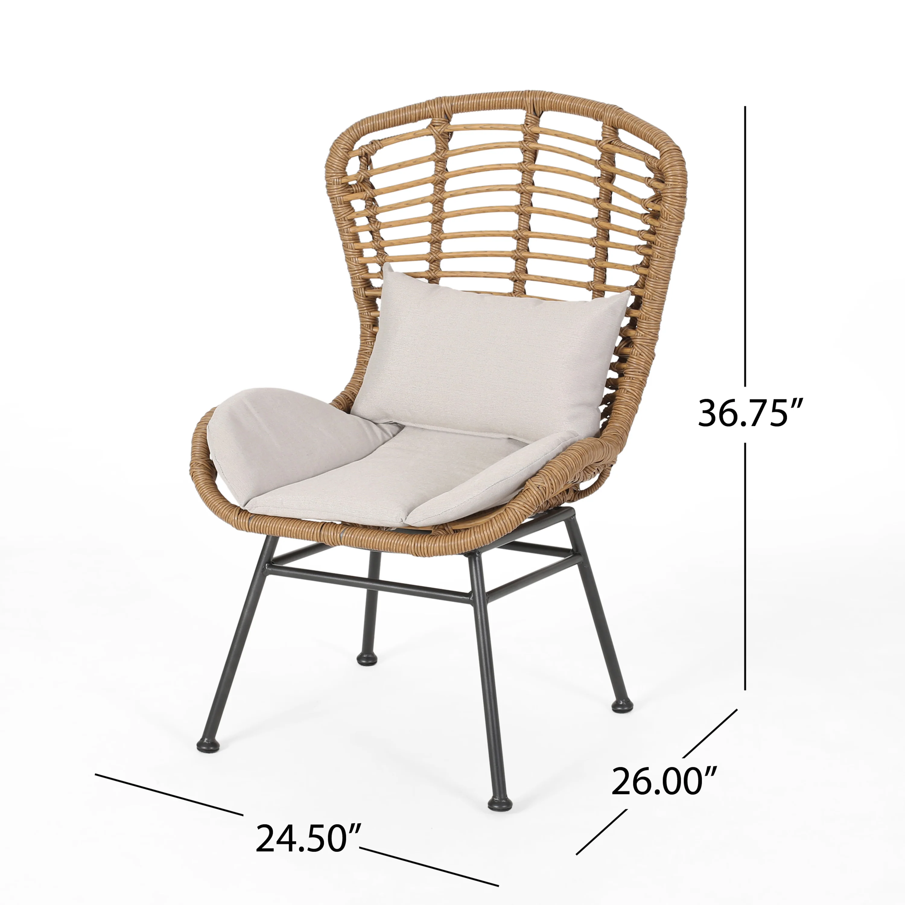 Bellagio Outdoor Modern Boho 2 Seater Wicker Chat Set with Side Table - furnishings