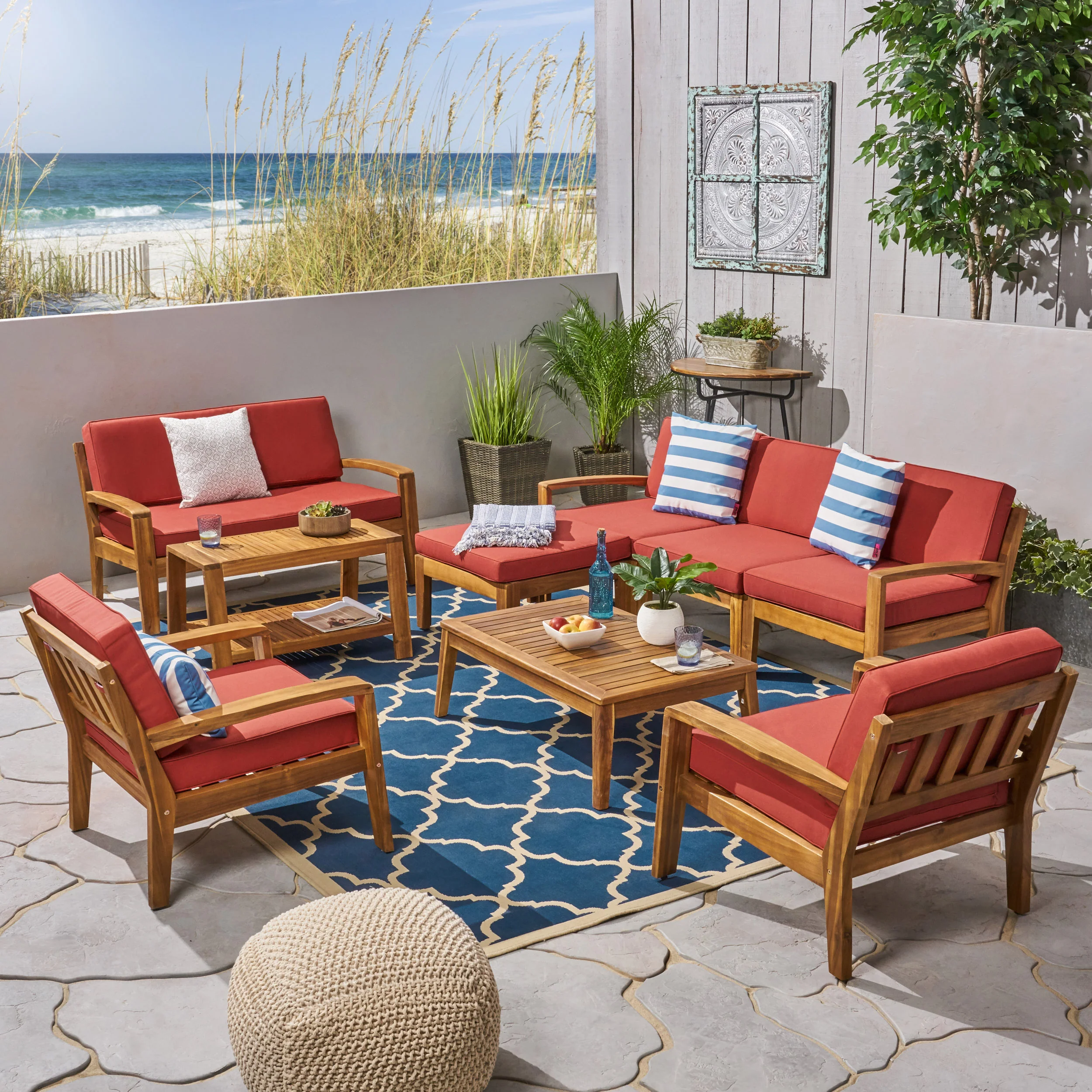 Parma 7-Seater Sectional Sofa Set For Patio with Loveseat - furnishings