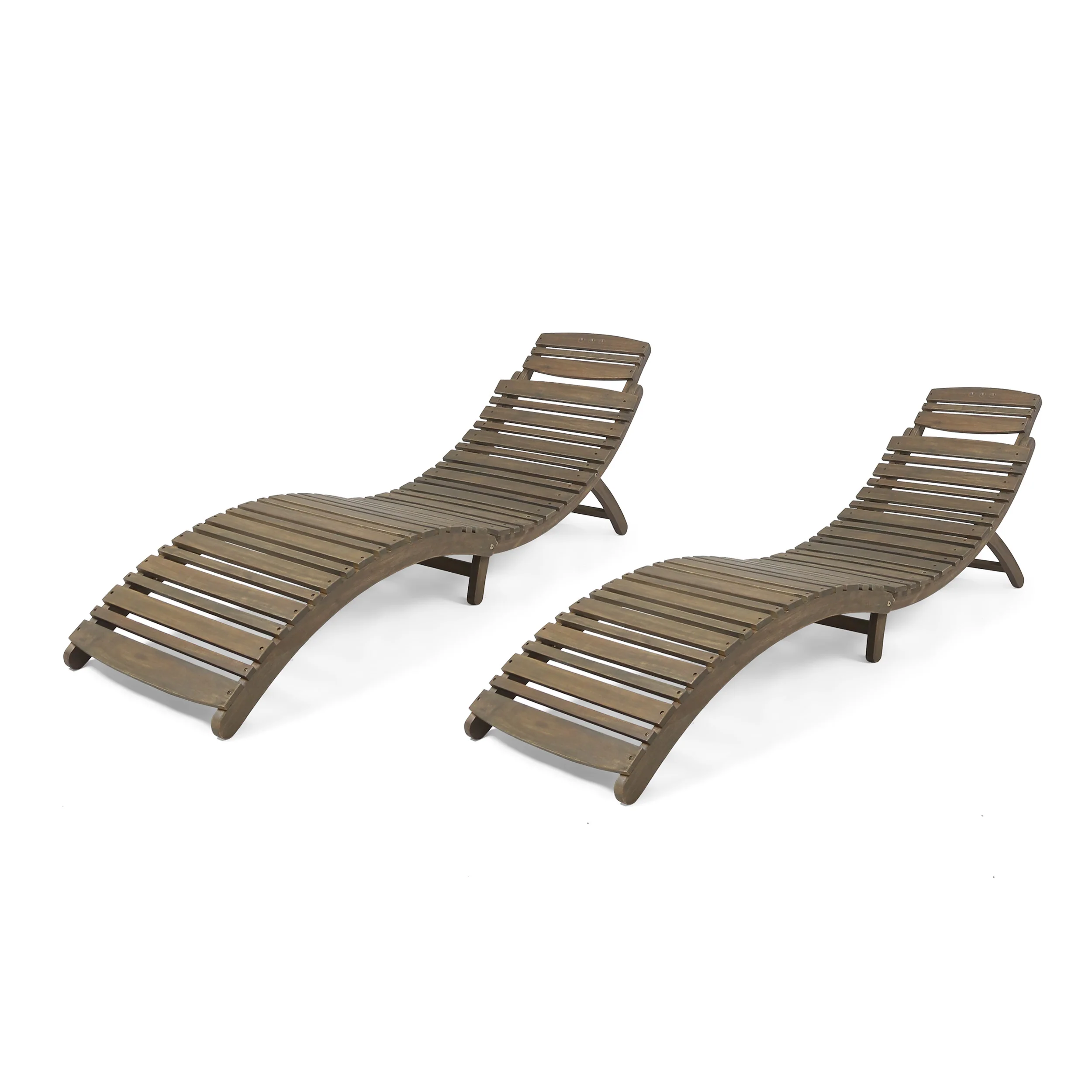 Tycie Outdoor Gray Acacia Wood Foldable Chaise Lounge - furnishings