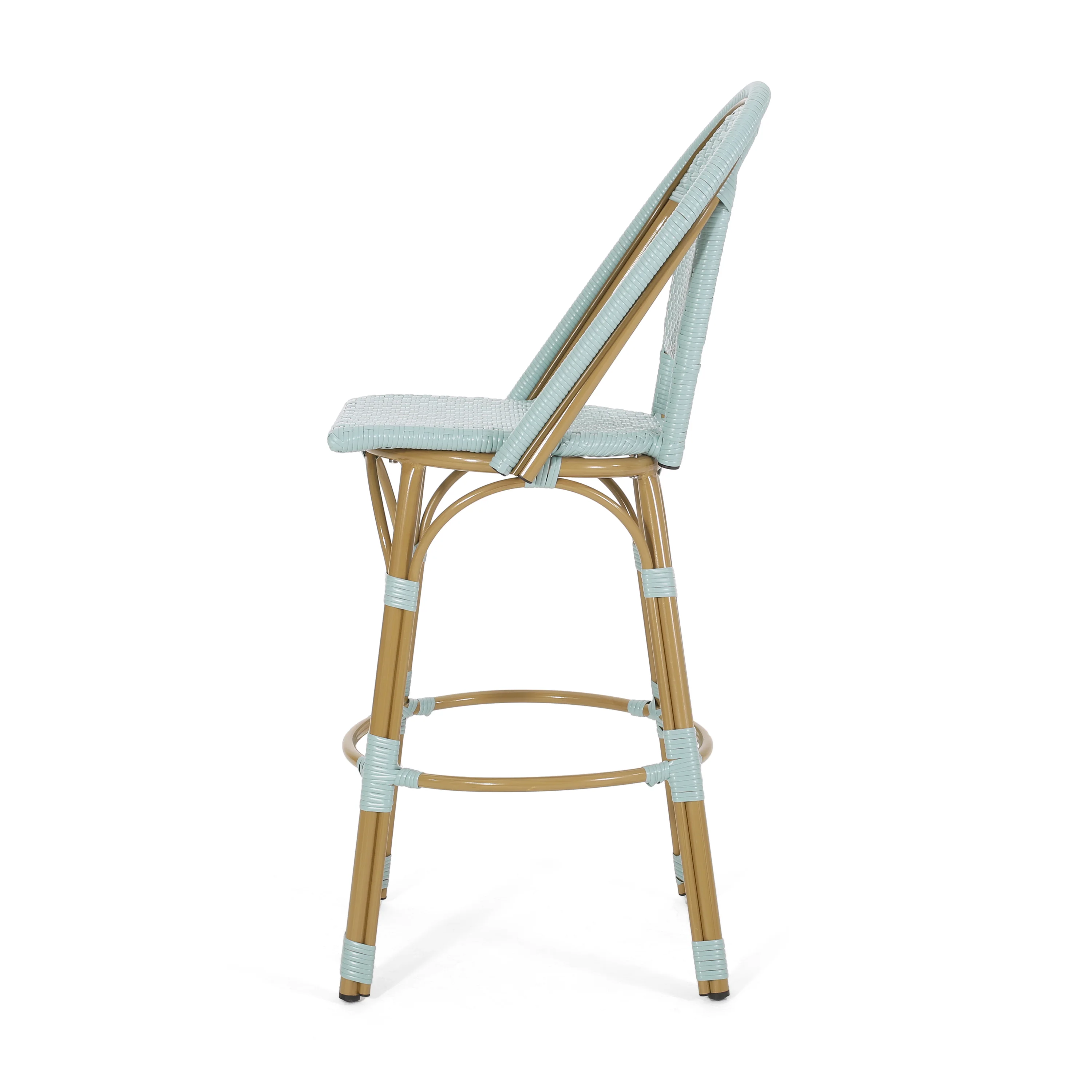 Cotterell Outdoor French Wicker and Aluminum 29.5 Inch Barstools, Set of 2 - furnishings
