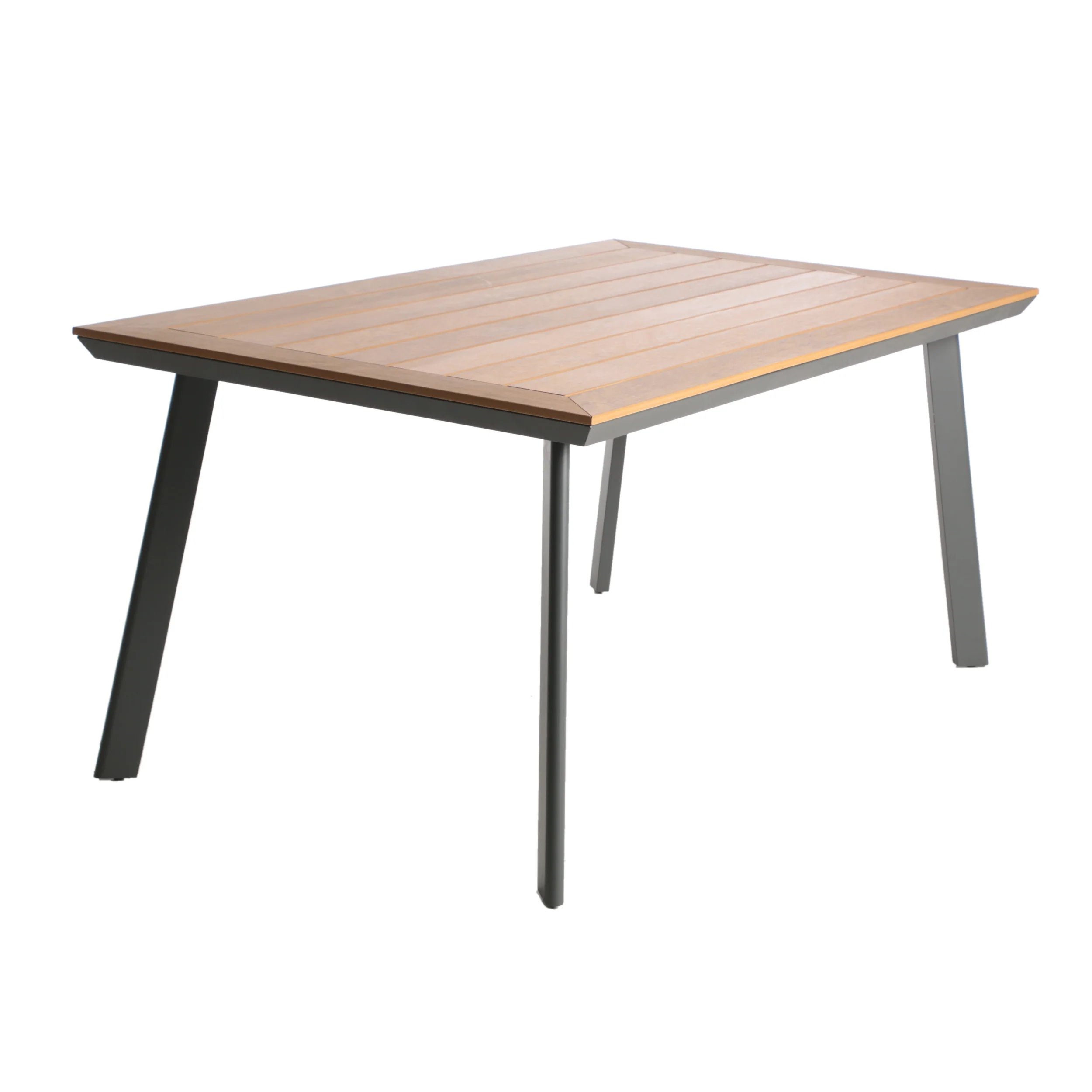Able Outdoor Aluminum Dining Table with Faux Wood Table Top - furnishings