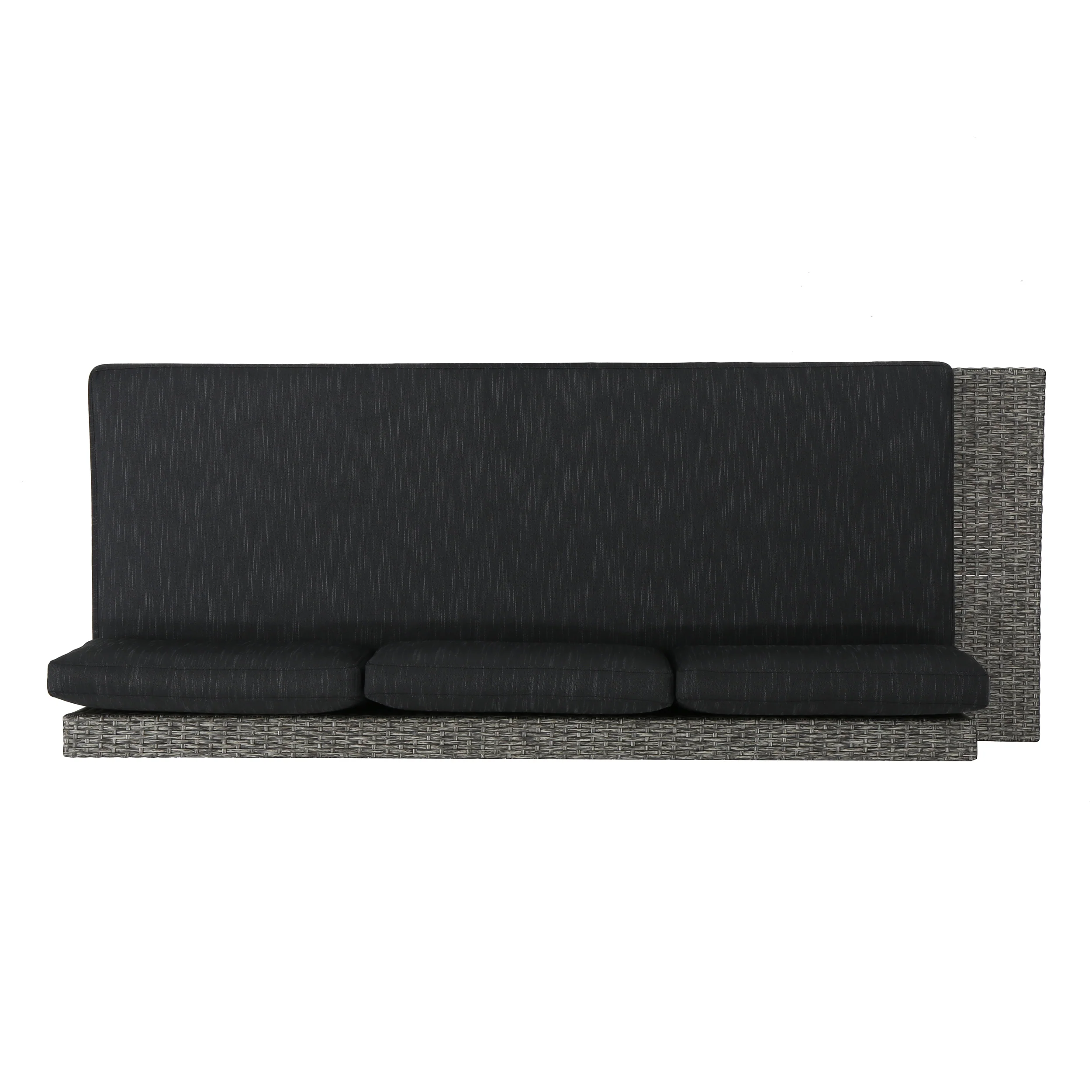 Stuart Outdoor 3 Seater Wicker Left Sofa, Mixed Black with Dark Grey Cushions - furnishings