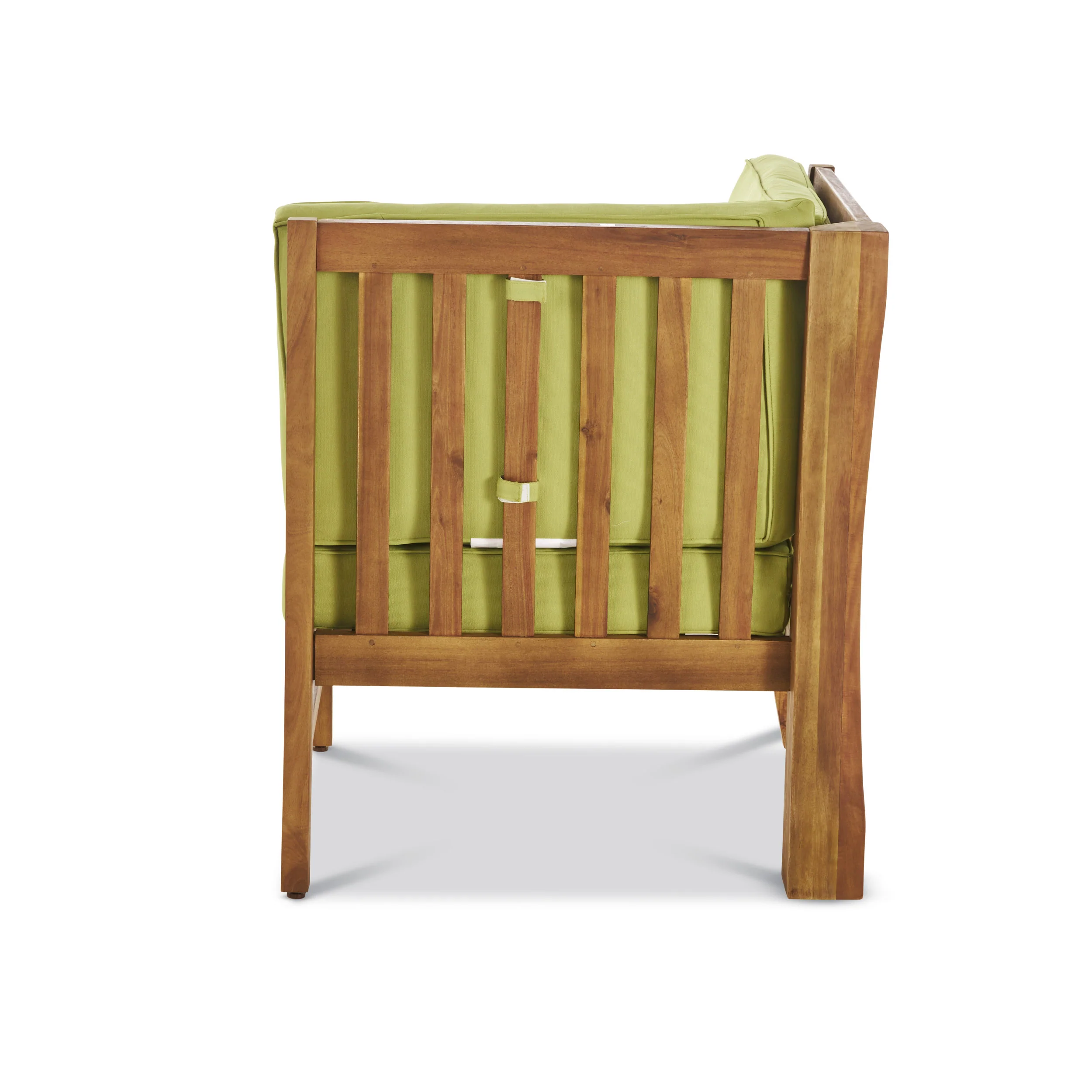 Nyeemah Outdoor 5 Seater V-Shaped Acacia Wood Sofa Set with Square Fire Table and Tank - furnishings