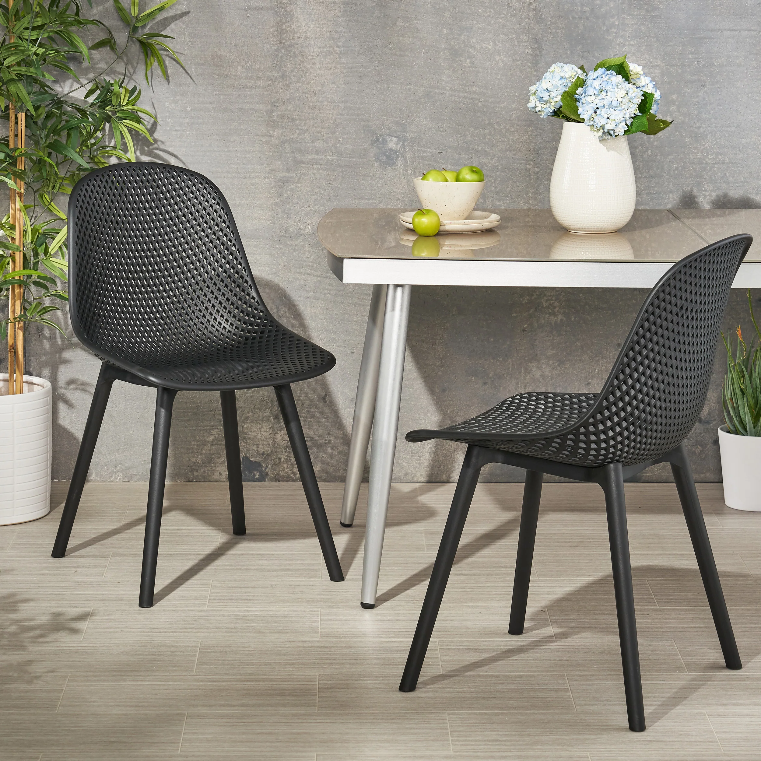 Yazmeen Outdoor Modern Dining Chair (Set of 2) - furnishings