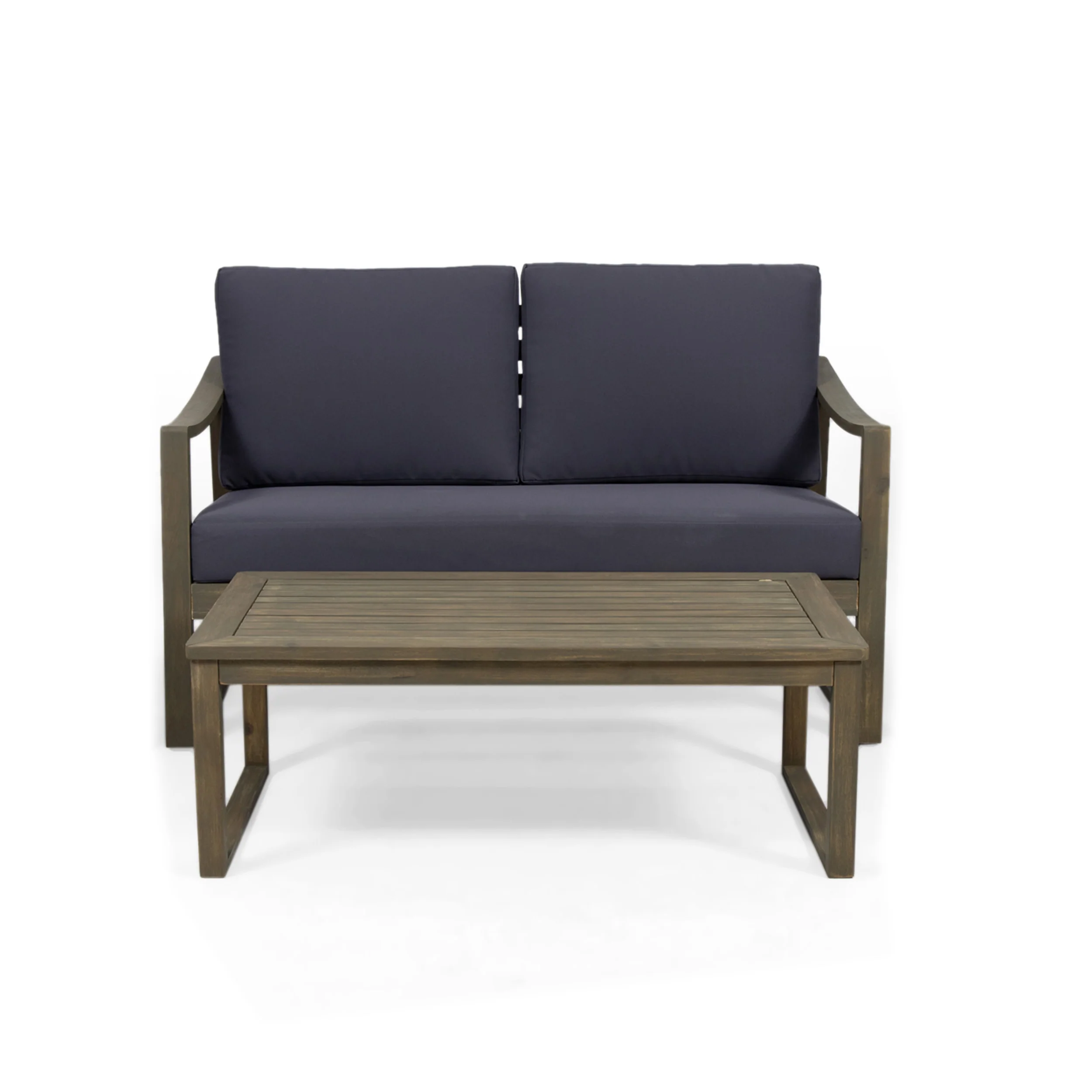 Johnlucas Outdoor Acacia Wood Loveseat and Coffee Table Set - furnishings