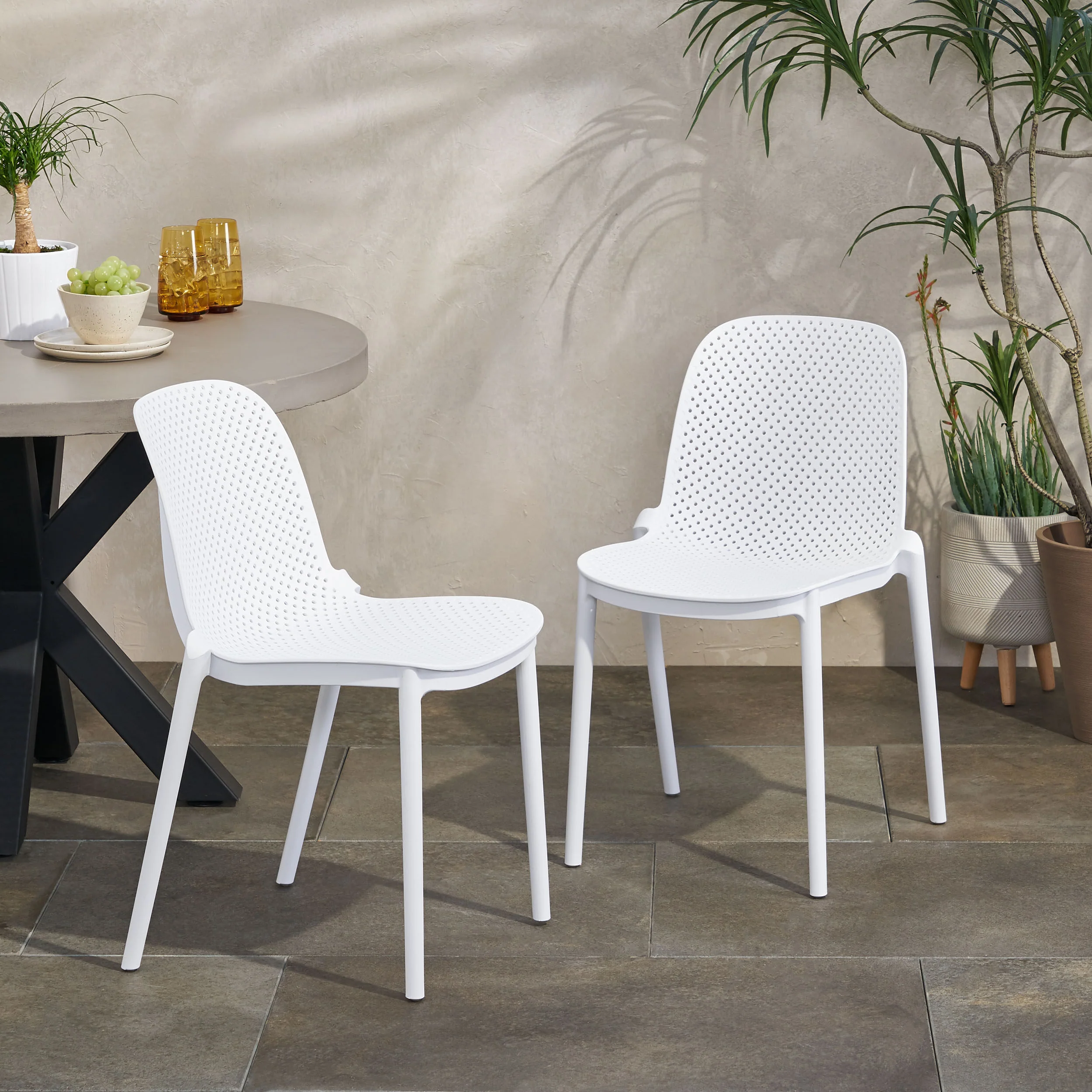 Edenton Outdoor Modern Stacking Dining Chair (Set of 2) - furnishings