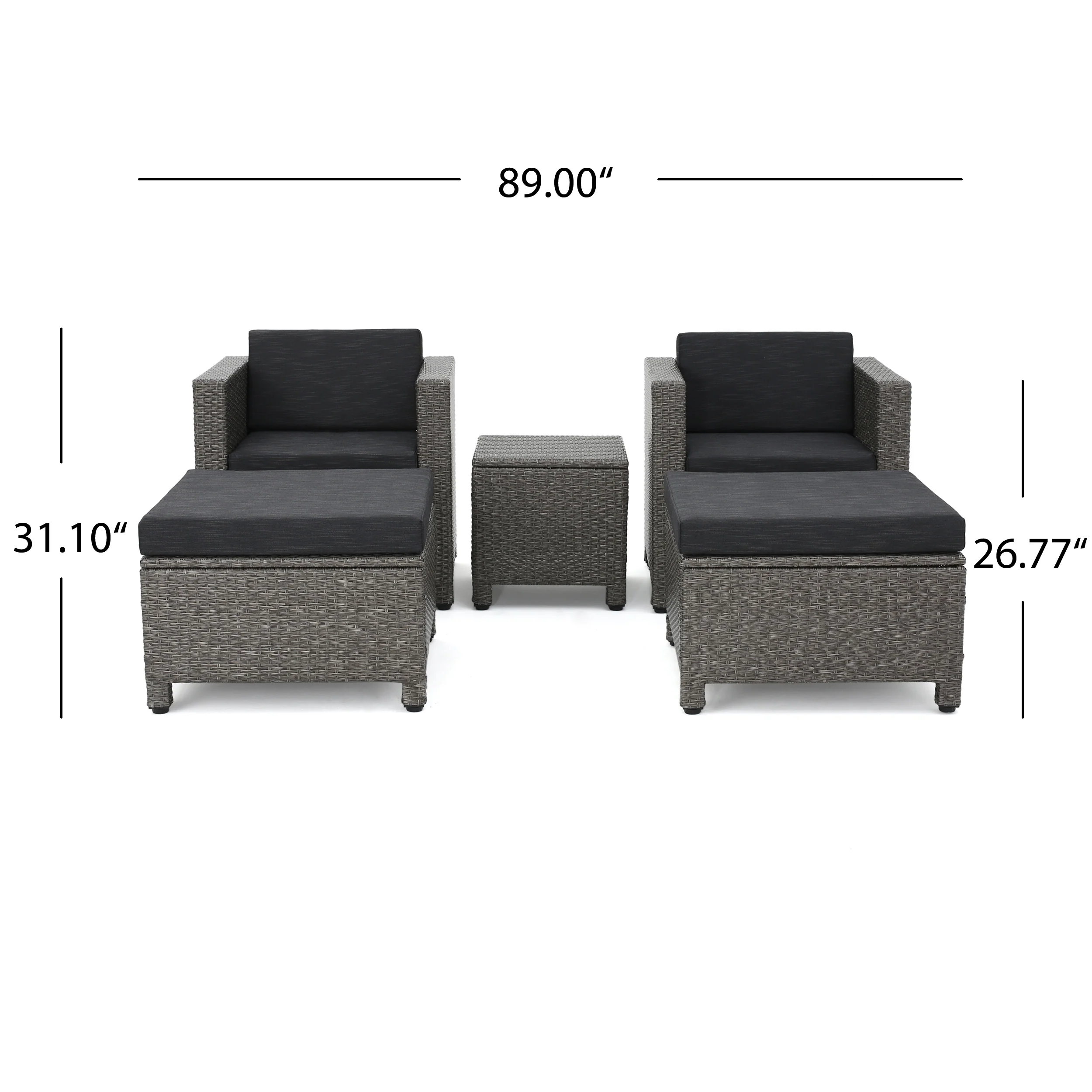Budva Outdoor 5pc Chat Set w/ Cushions - furnishings
