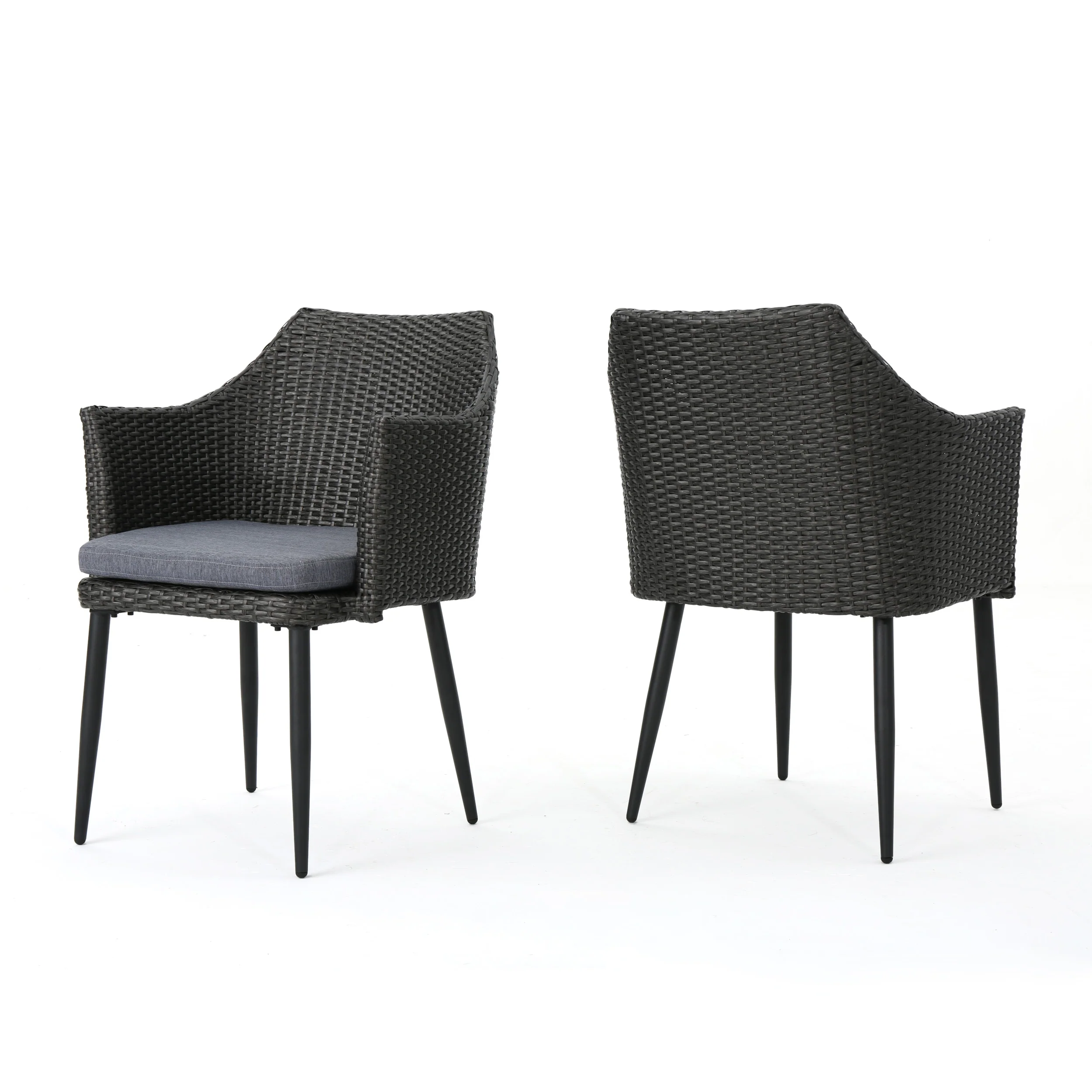 Ibiza Outdoor Wicker Dining Chairs with Water Resistant Cushion (Set of 2) - furnishings