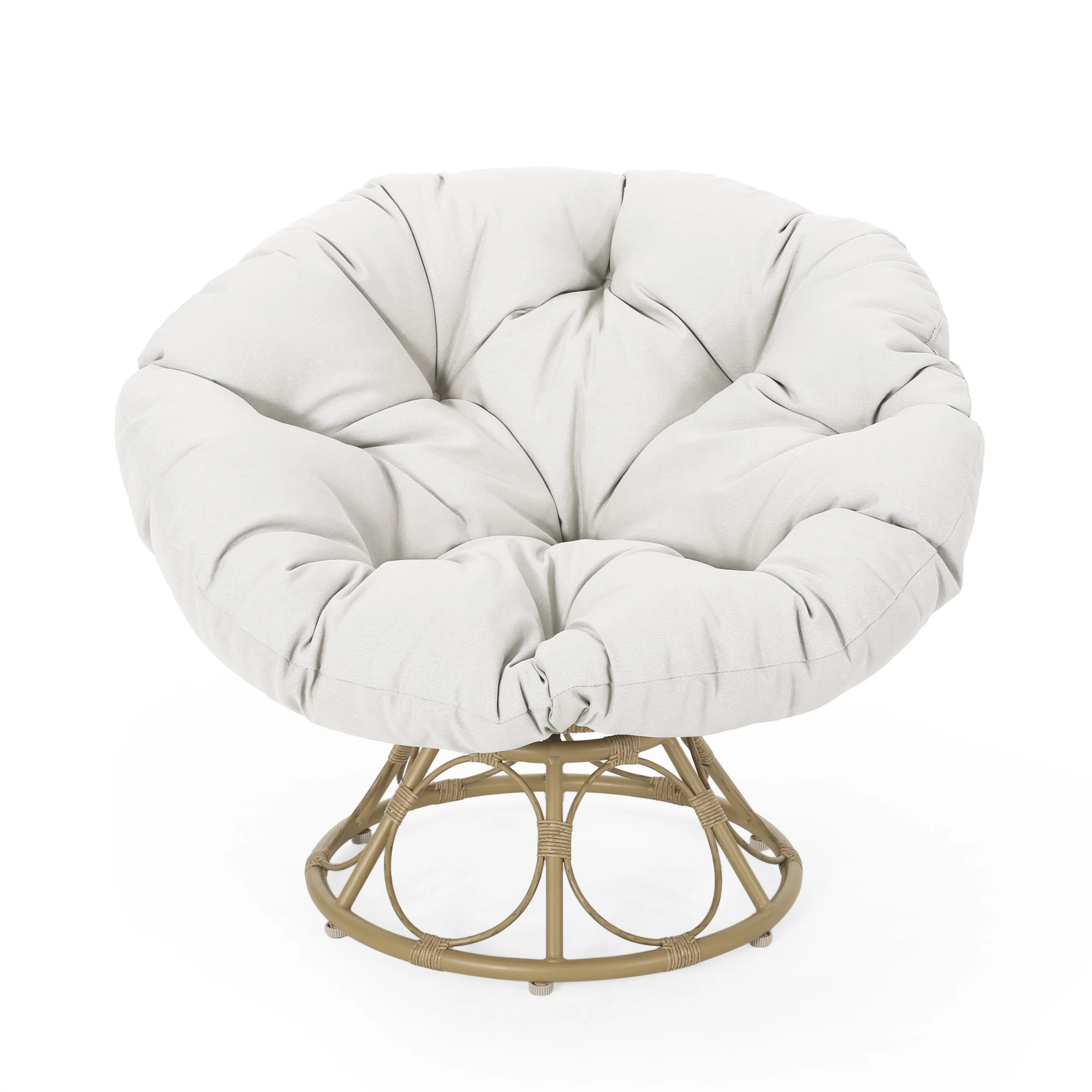 Andrus Outdoor Papasan Swivel Chair with Cushion - furnishings