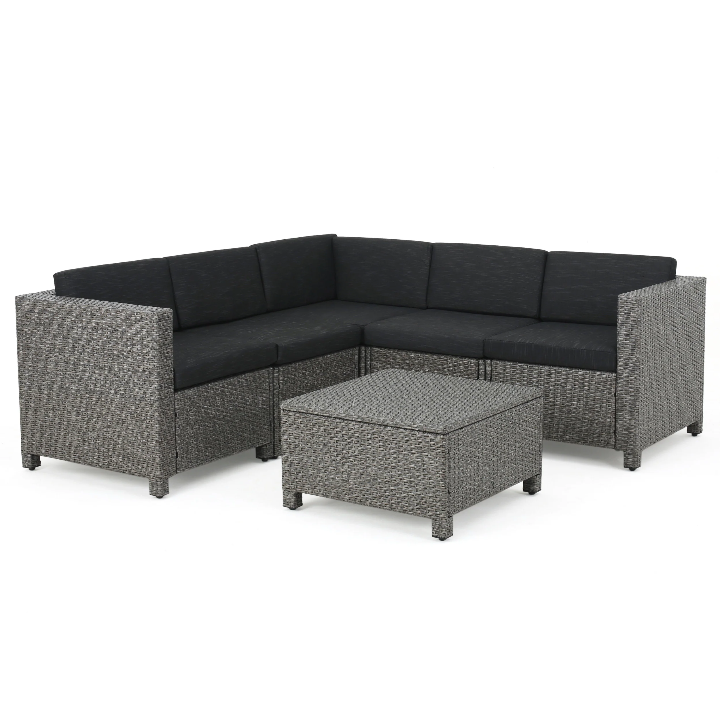 Valona Outdoor Wicker V Shaped Sectional Sofa Set - furnishings
