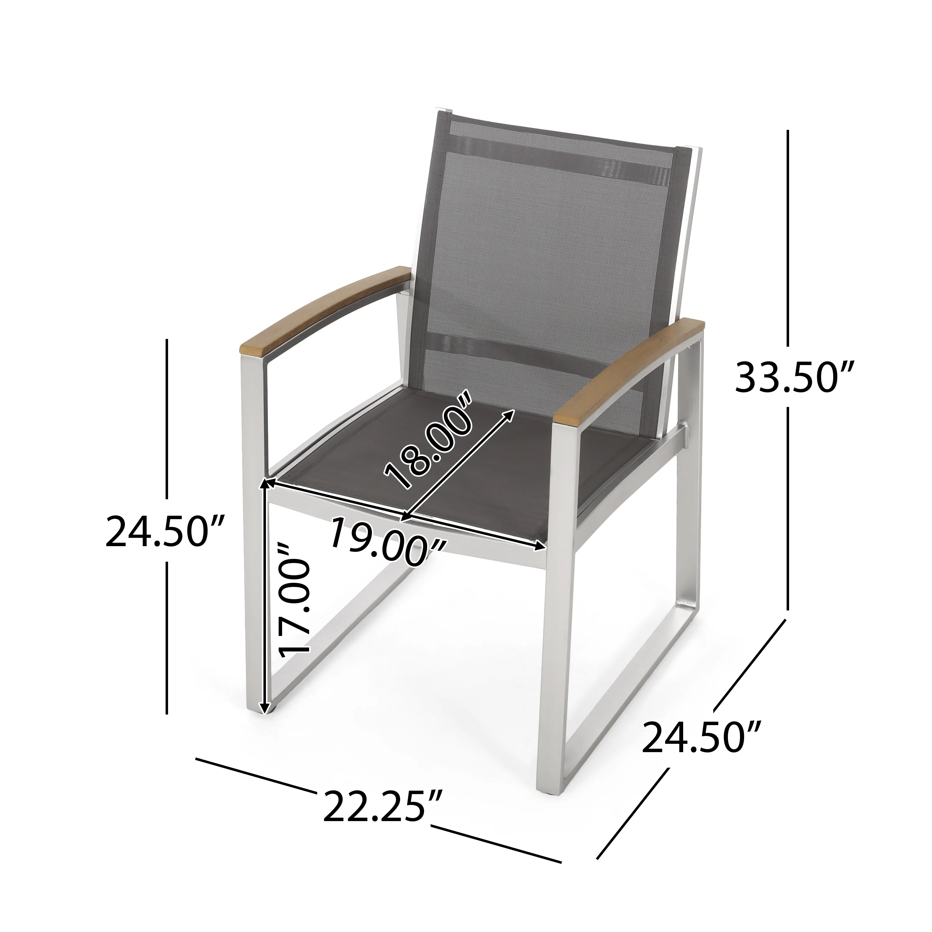 Aubrey Outdoor Aluminum Dining Chairs with Faux Wood Accents - furnishings