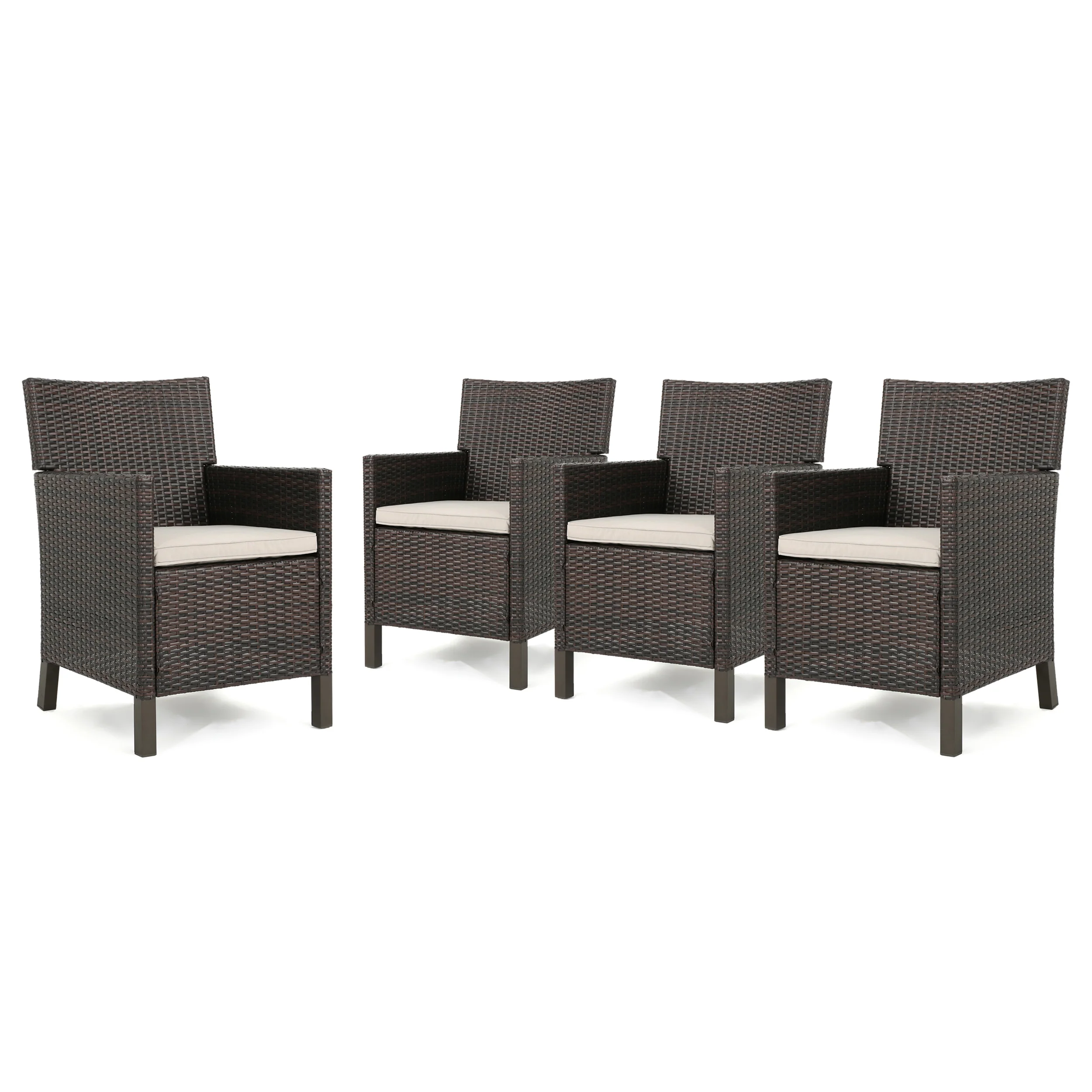 Cyril Outdoor Wicker Dining Chairs with Water Resistant Cushions (Set of 4) - furnishings