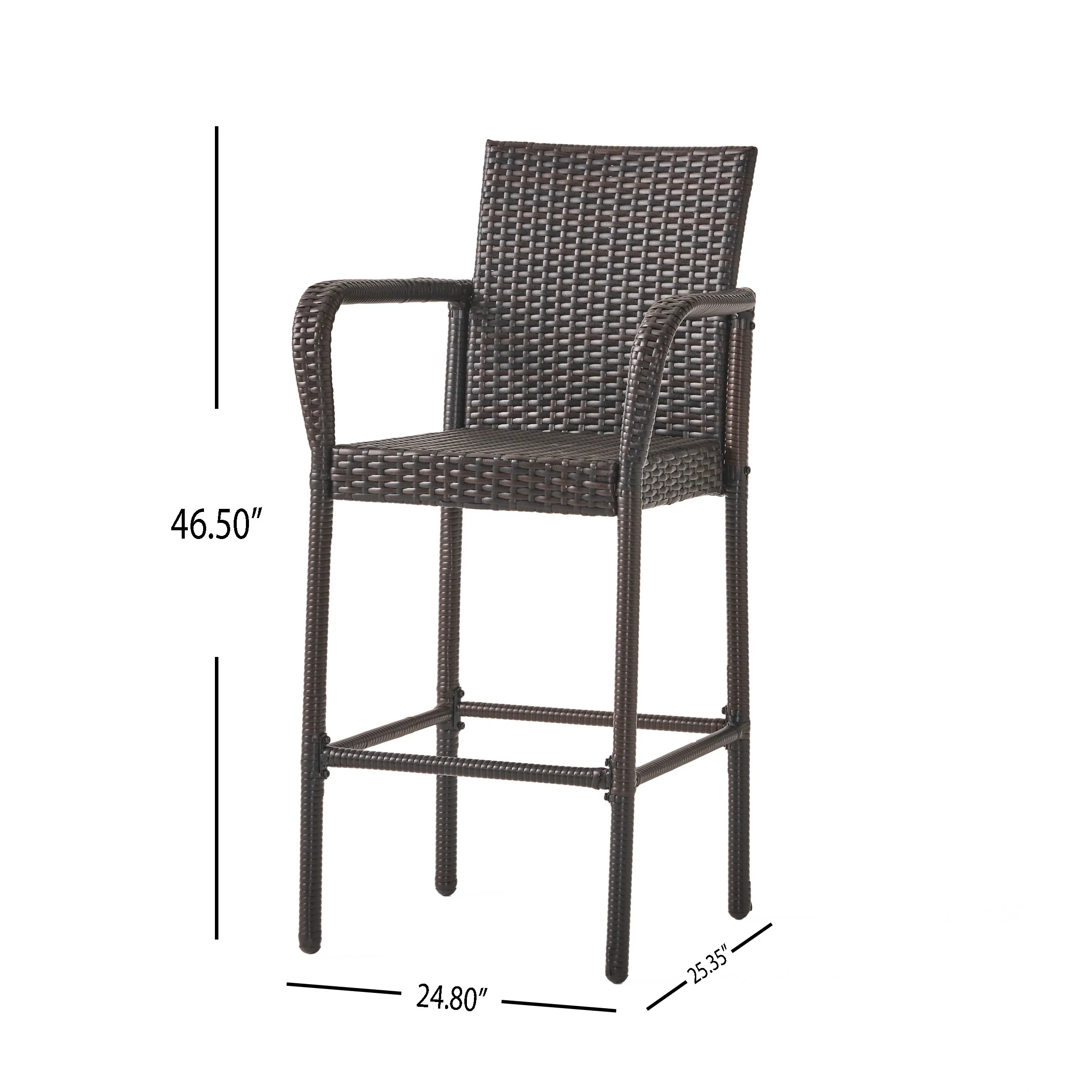 Stetta Outdoor 3 Piece Round Multi-brown Wicker Bar Set - furnishings