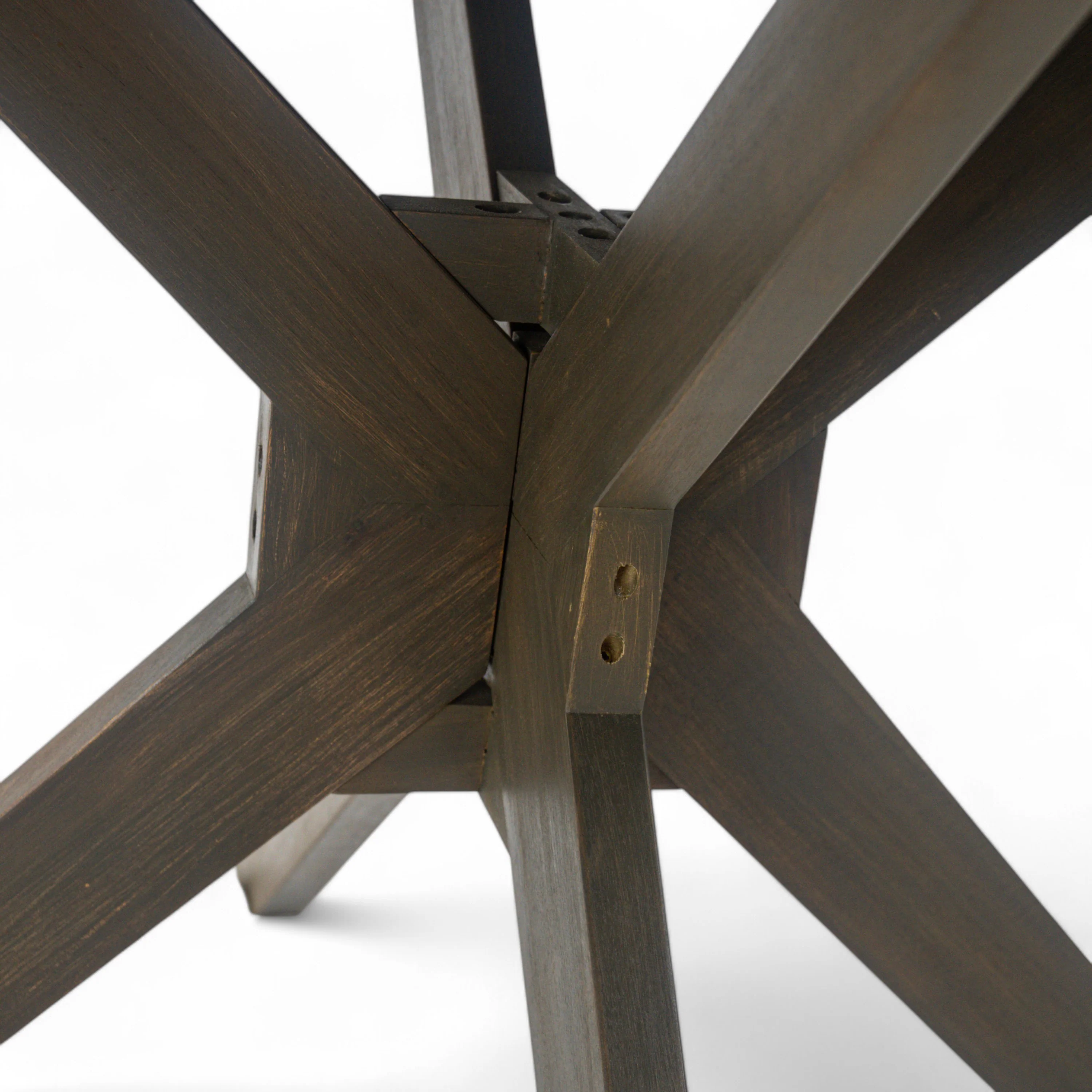 Stanford Outdoor Round Acacia Wood Dining Table with X Base, Gray - furnishings