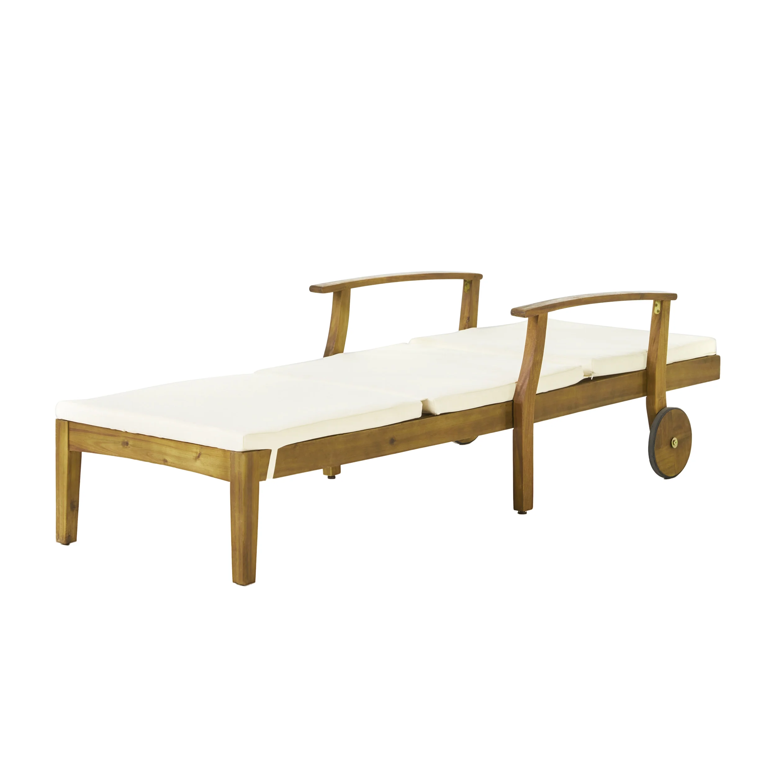 Capri Outdoor Acacia Wood 3 Piece Chaise Lounge Set with Water-Resistant Cushions - furnishings