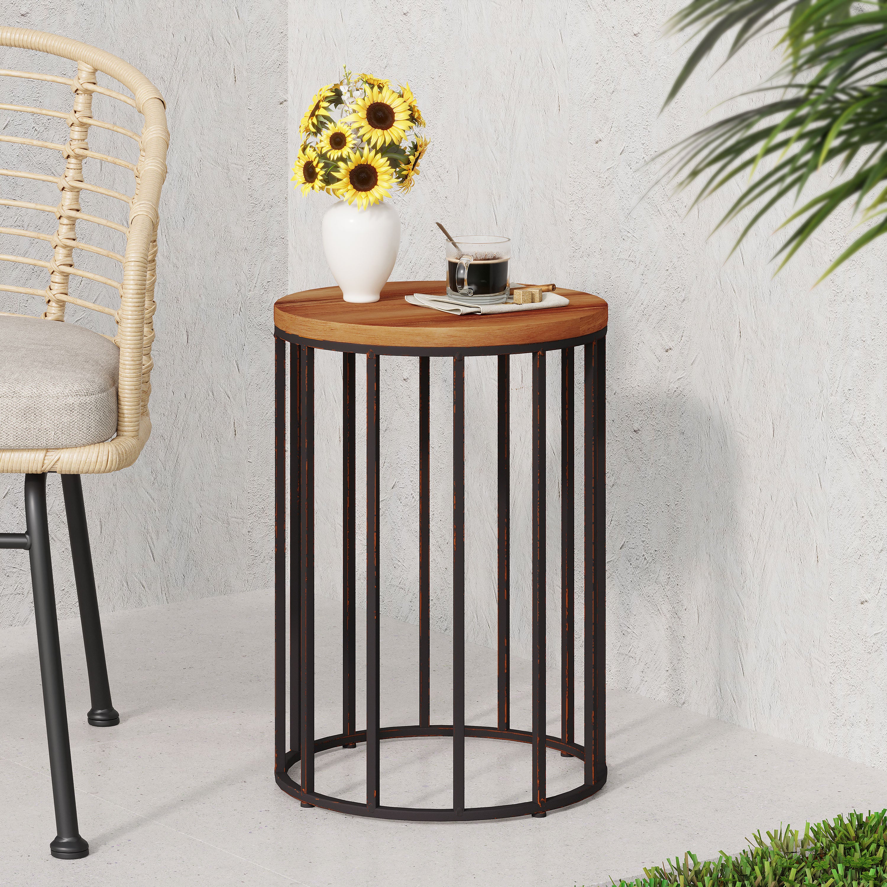 Colburn Outdoor Natural Finished Acacia Wood 15-inch Accent Table - furnishings