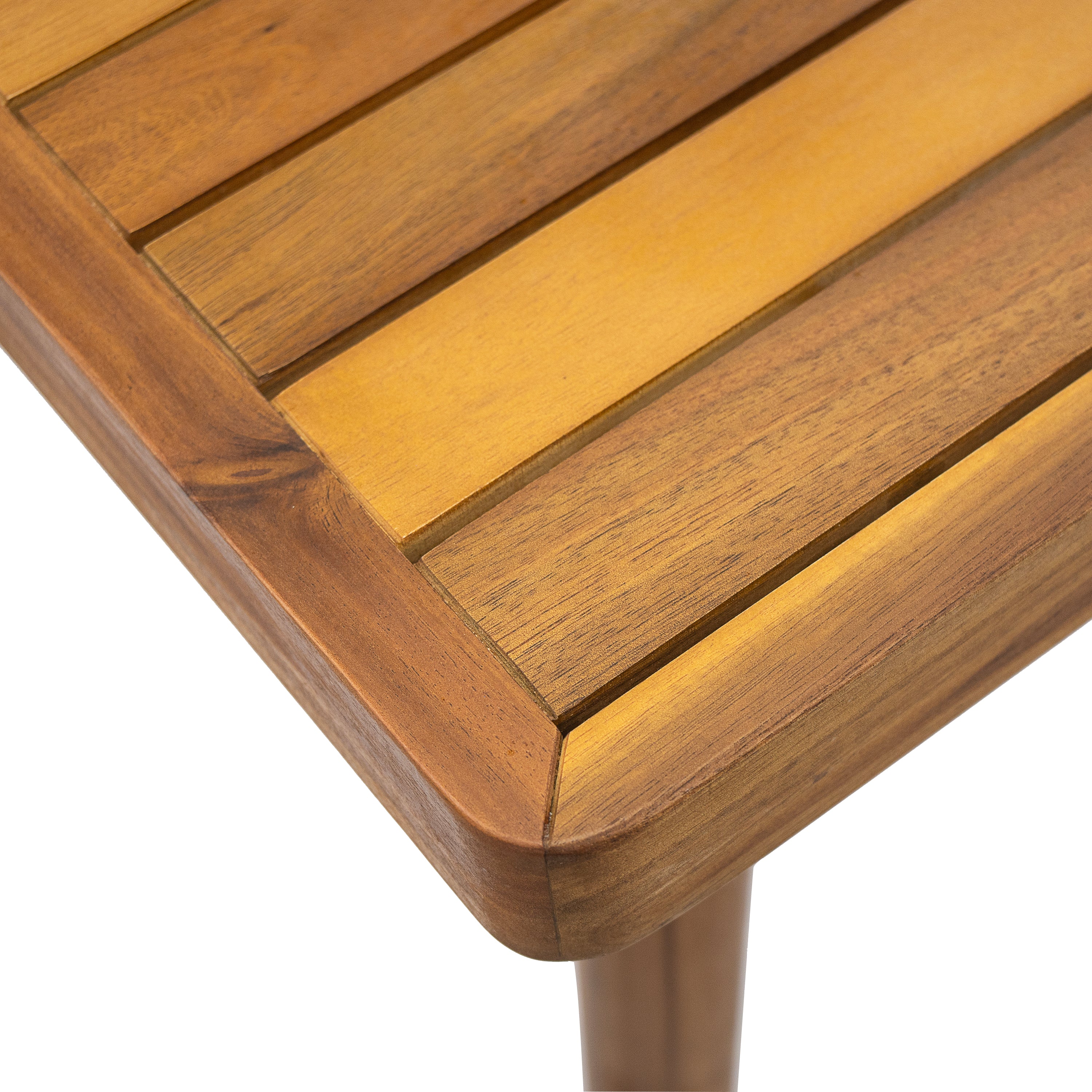 Janlish Modern Outdoor Patio Acacia Wood Dining Table with Umbrella Hole - furnishings
