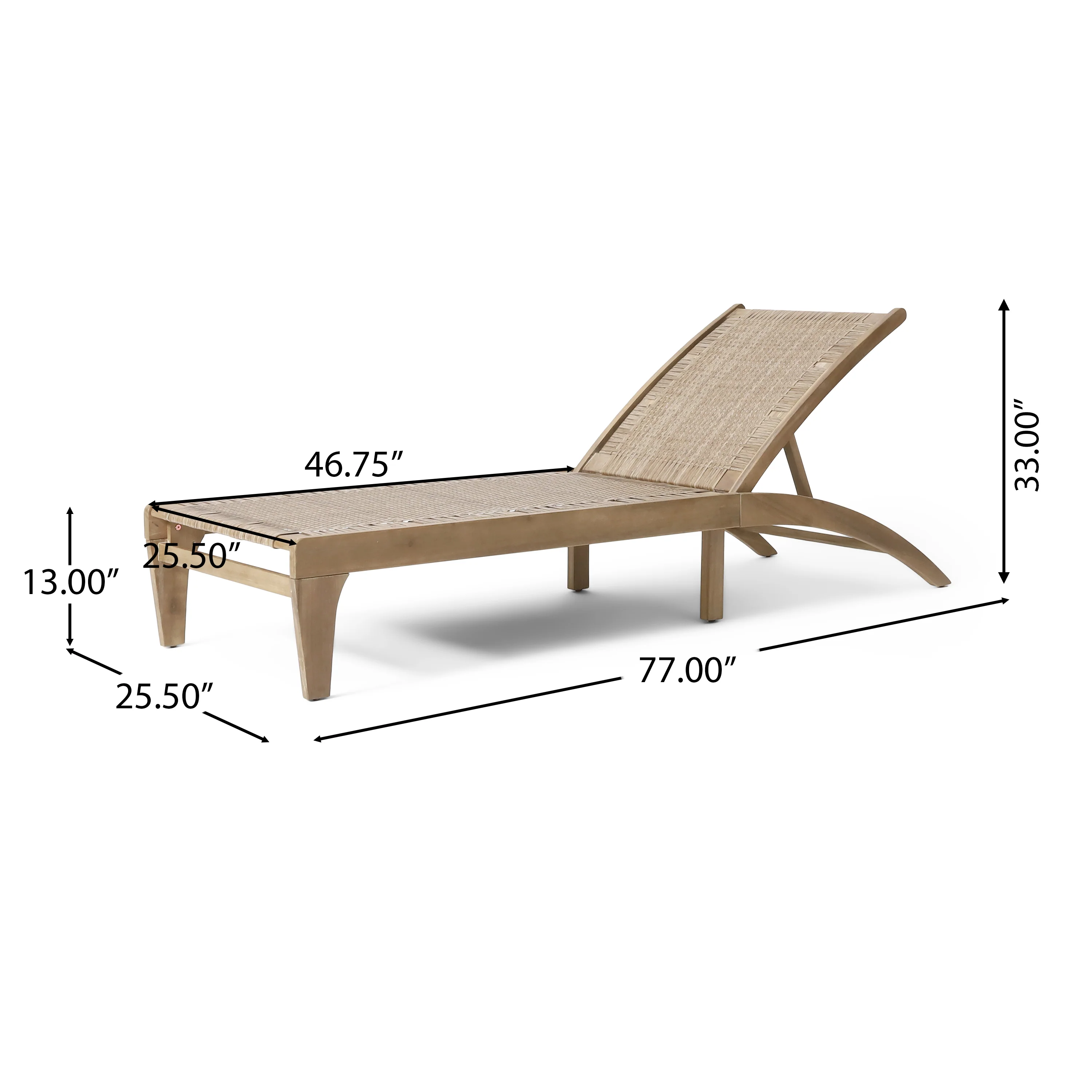 Stetson Outdoor Acacia Wood and Flat Wicker Chaise Lounge - furnishings