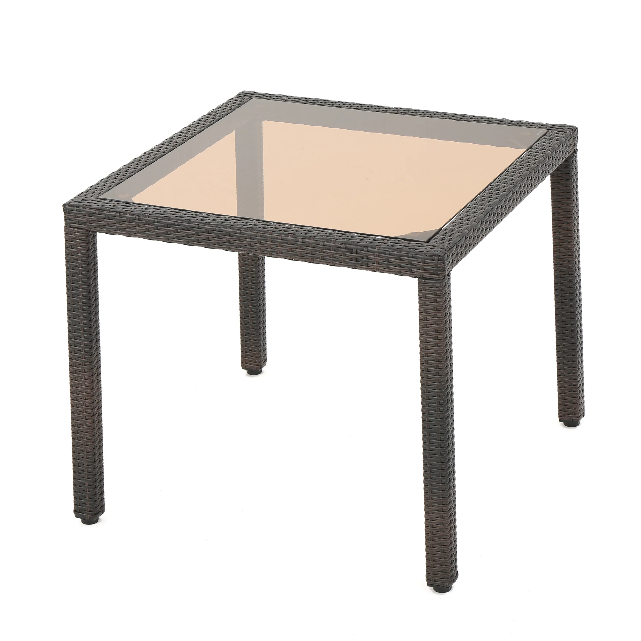San Tropez Outdoor Wicker Dining Table with Tempered Glass Top - furnishings
