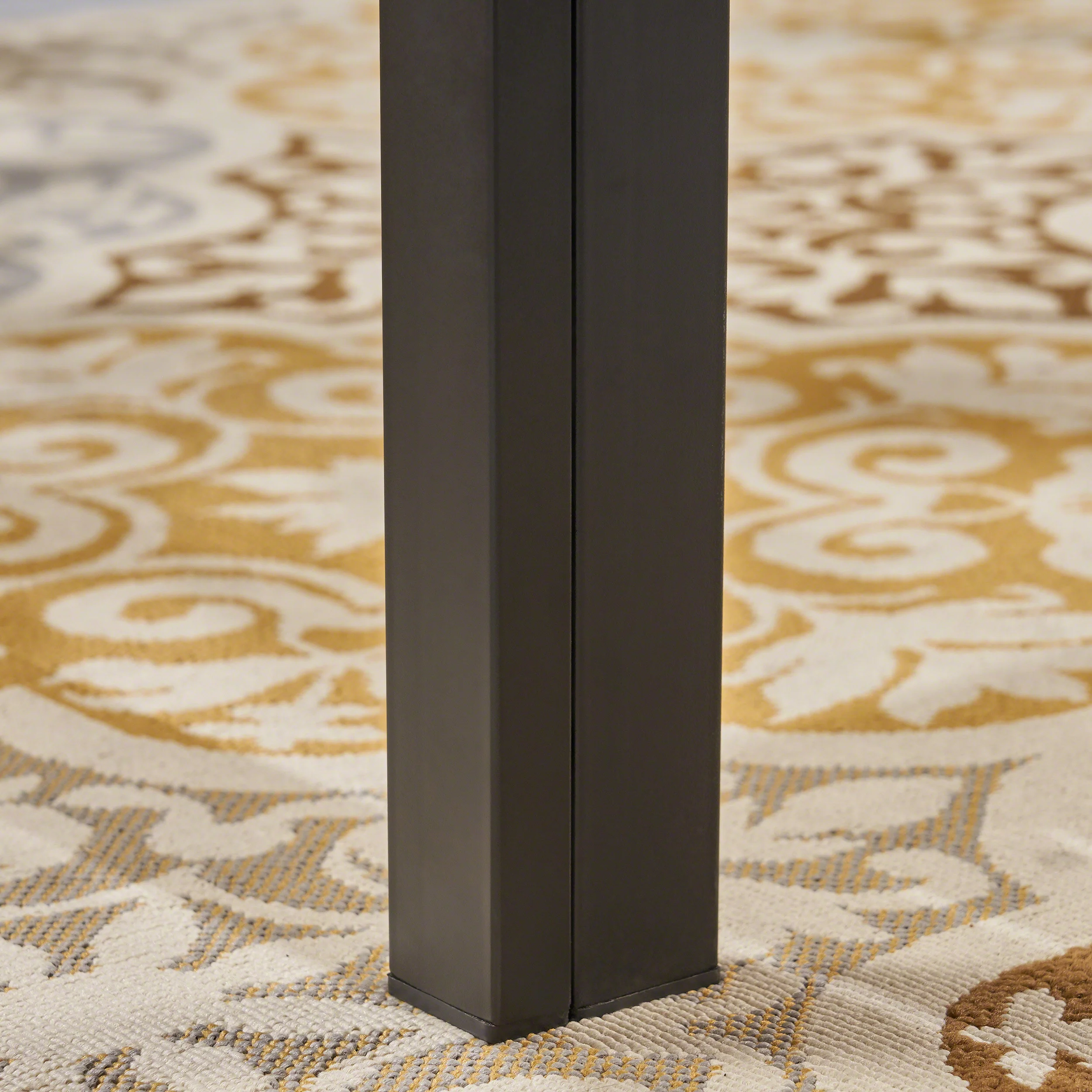 Tamia Outdoor 59-inch Acacia Wood and Iron Dining Table, Black and Teak Finish - furnishings