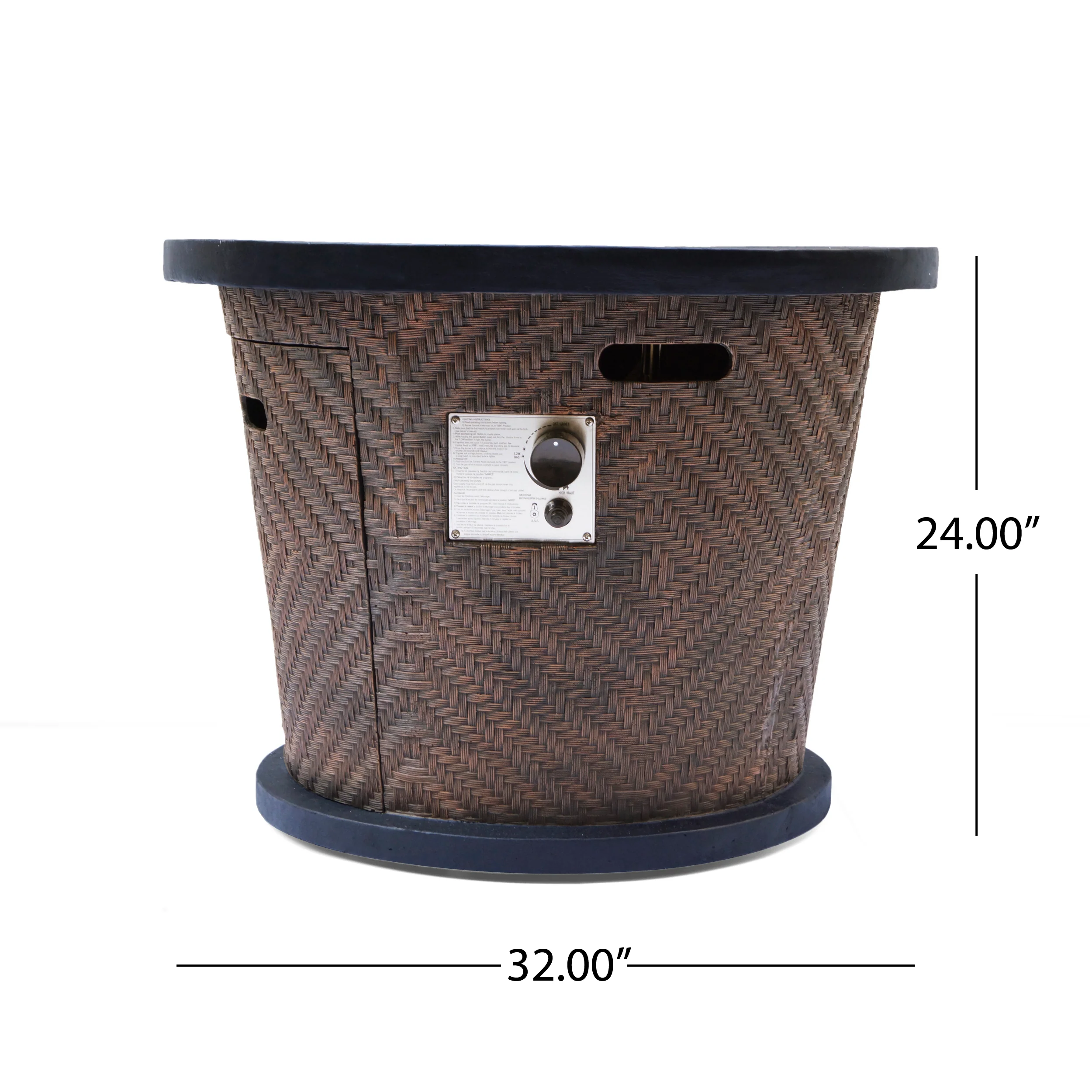 Liyam Outdoor 4 Piece Wicker Swivel Chair Set with Fire Pit, Multi Brown and Brown - furnishings