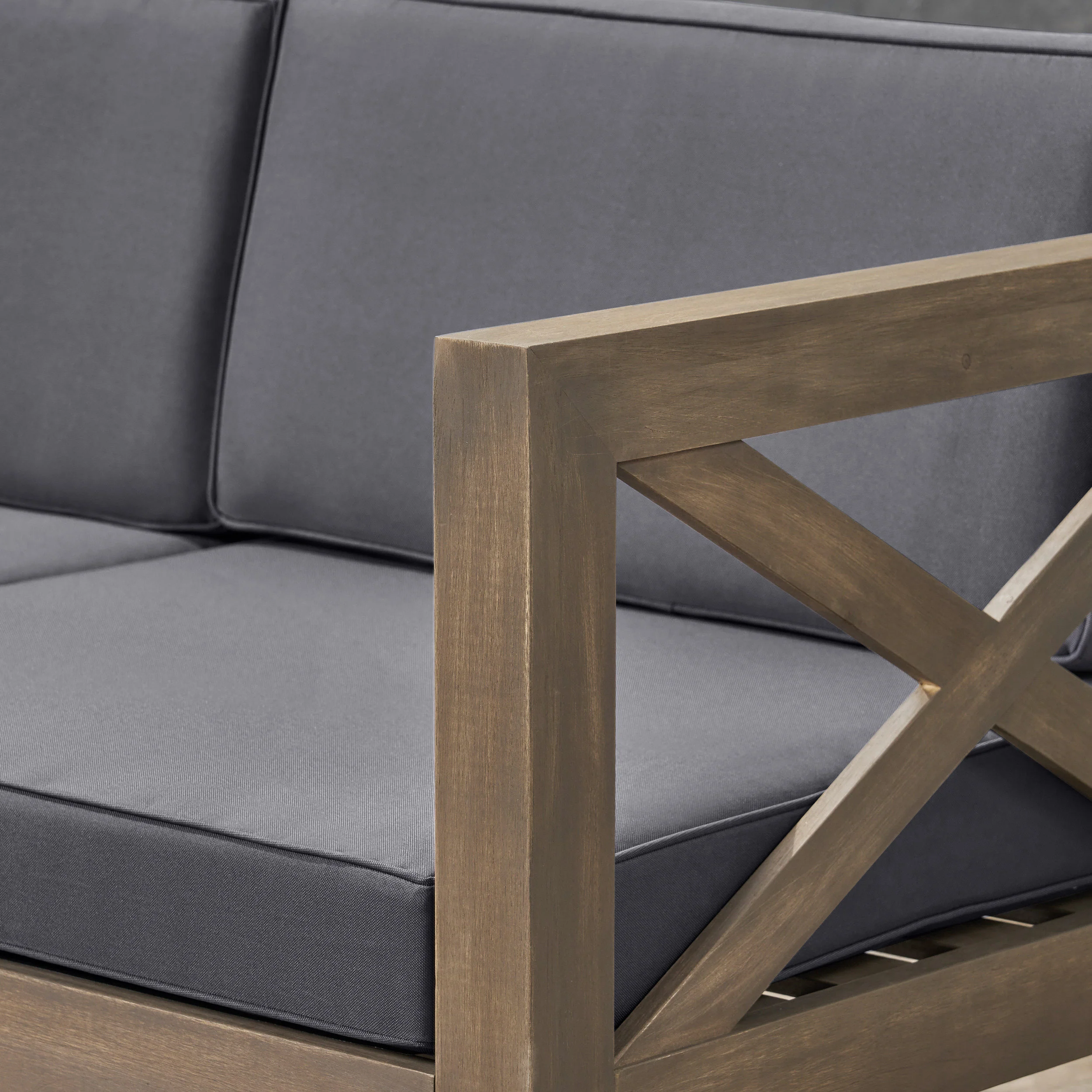 Mamie Outdoor Acacia Wood 5 Piece Sofa Set - furnishings