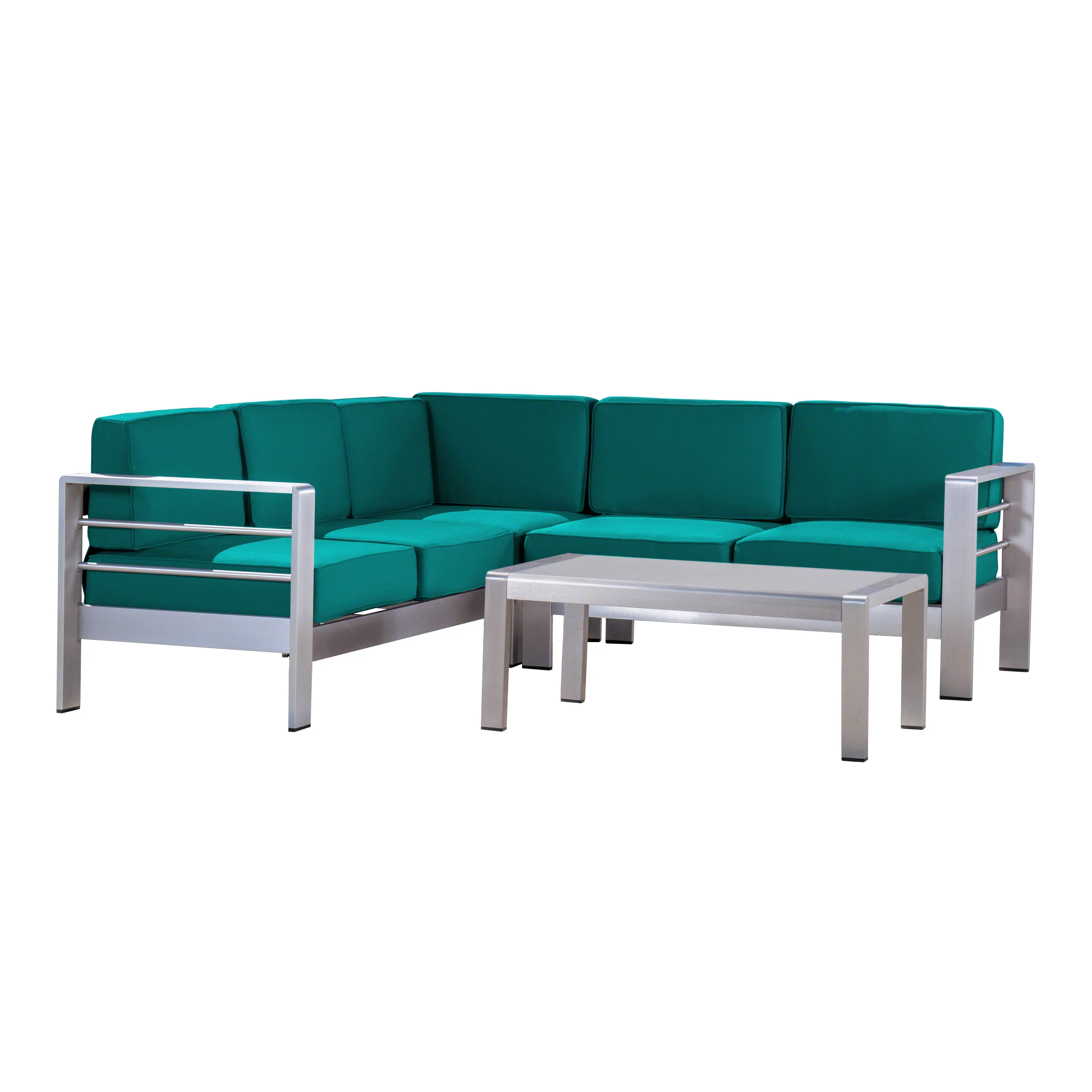 Danae Coral Outdoor Aluminum 5 Seater Sectional Sofa Set - furnishings