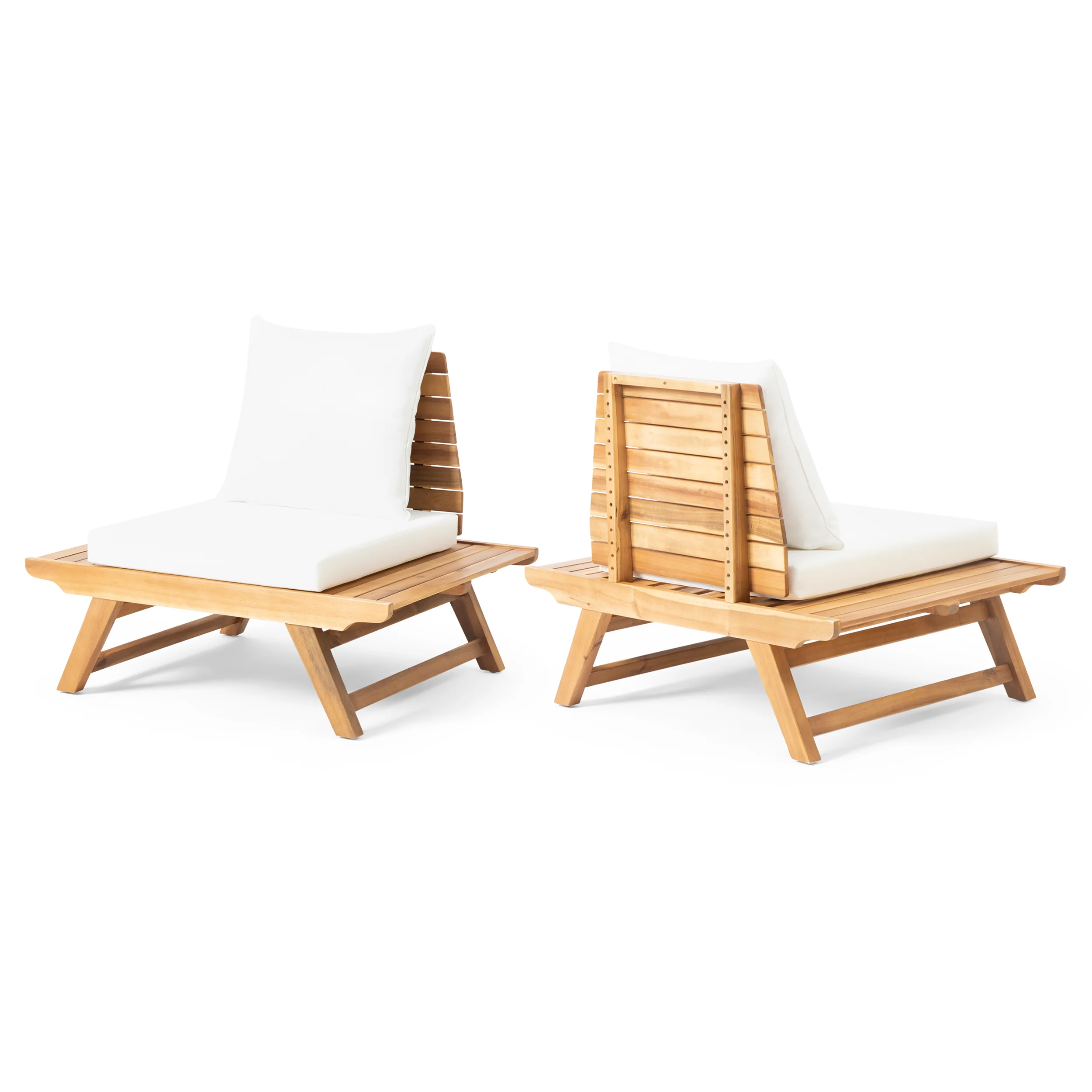 Kailee Outdoor Wooden Club Chairs with Cushions (Set of 2), Dark Gray and Gray Finish - furnishings