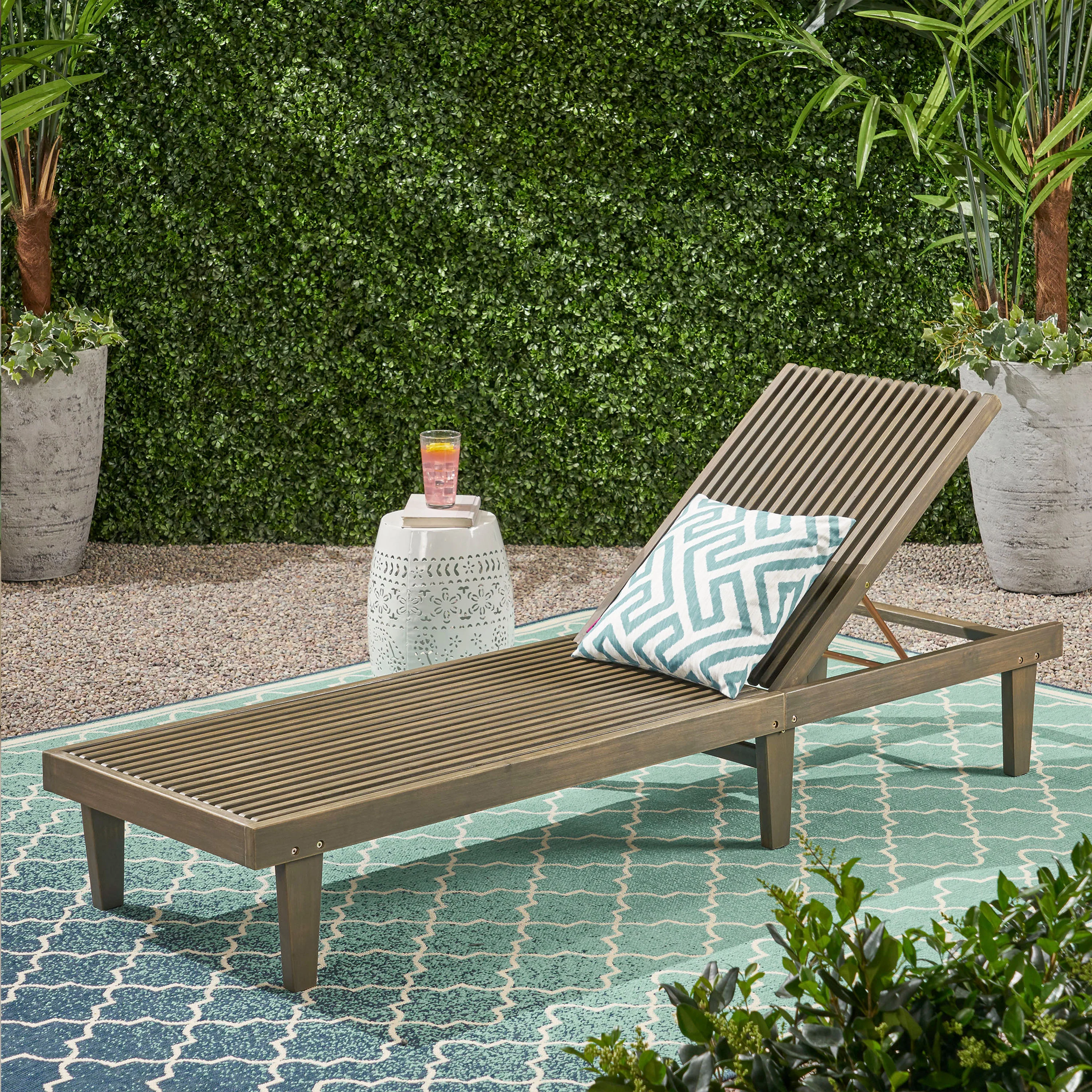 Addisyn Outdoor Wooden Chaise Lounge - furnishings