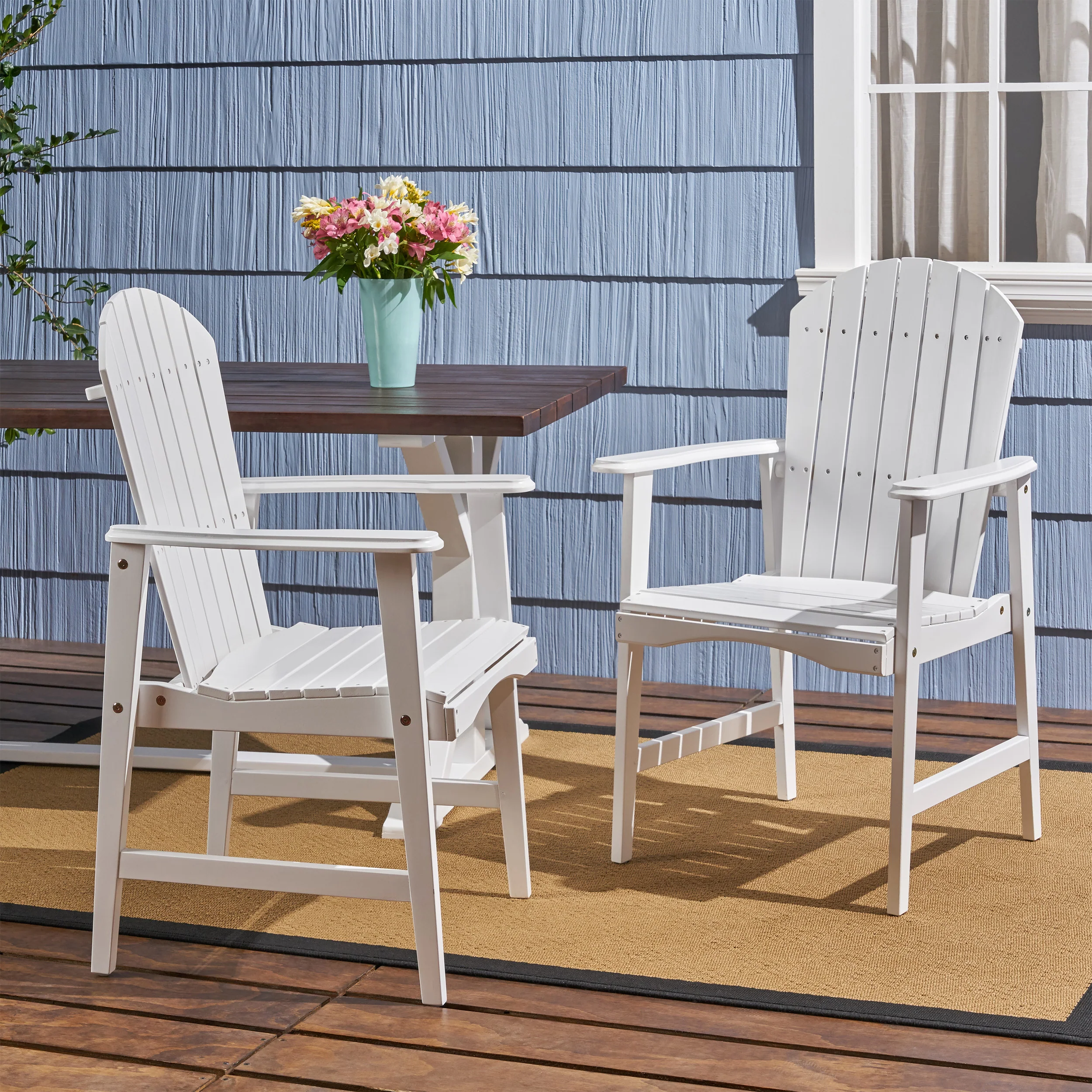 Easter Outdoor Weather Resistant Acacia Wood Adirondack Dining Chairs (Set of 2) - furnishings