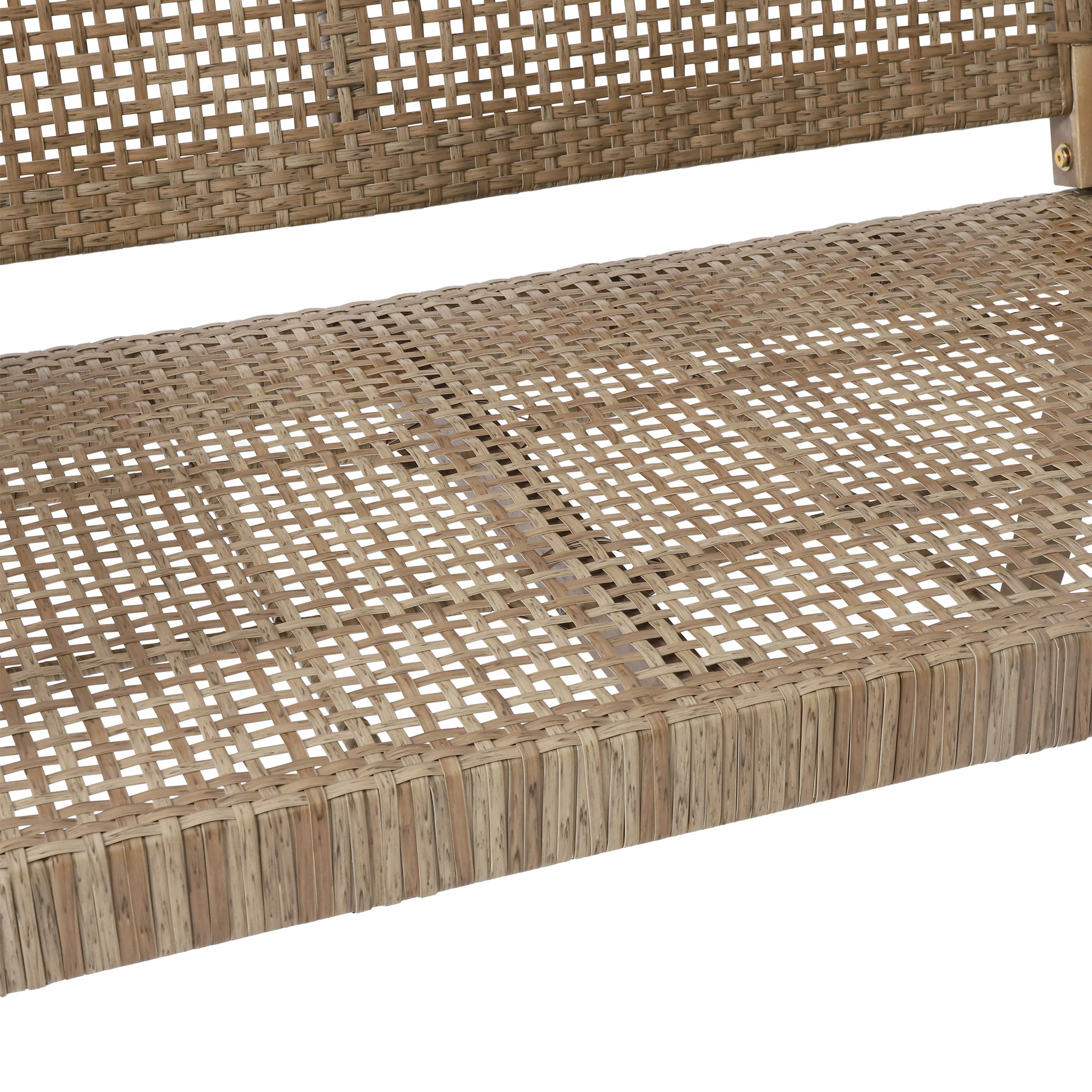 Elmcrest Outdoor Wicker and Acacia Wood 4 Seater Chat Set, Light Multibrown and Light Brown - furnishings