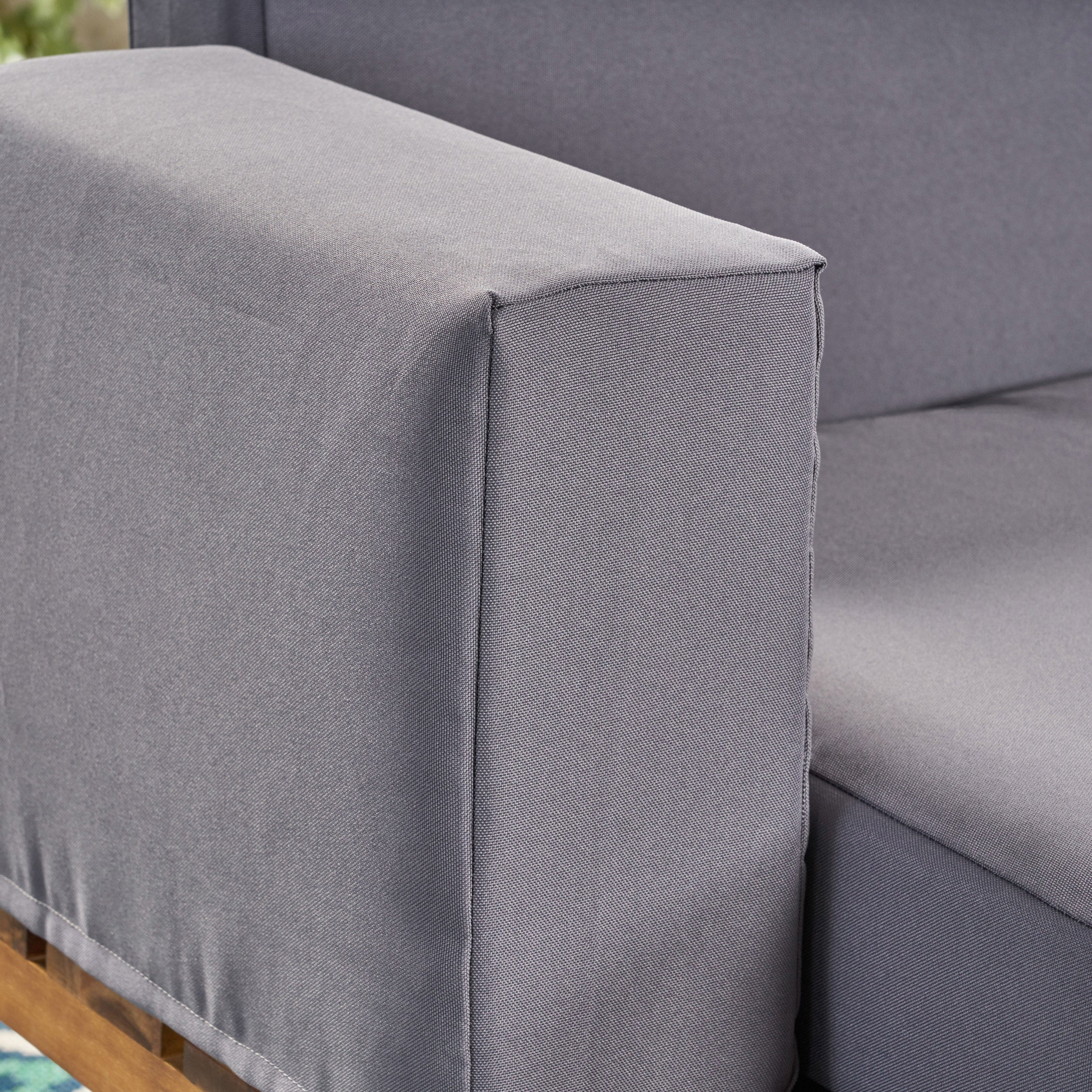Baish Outdoor Acacia Wood 2 Seater Sofa, Teak - furnishings