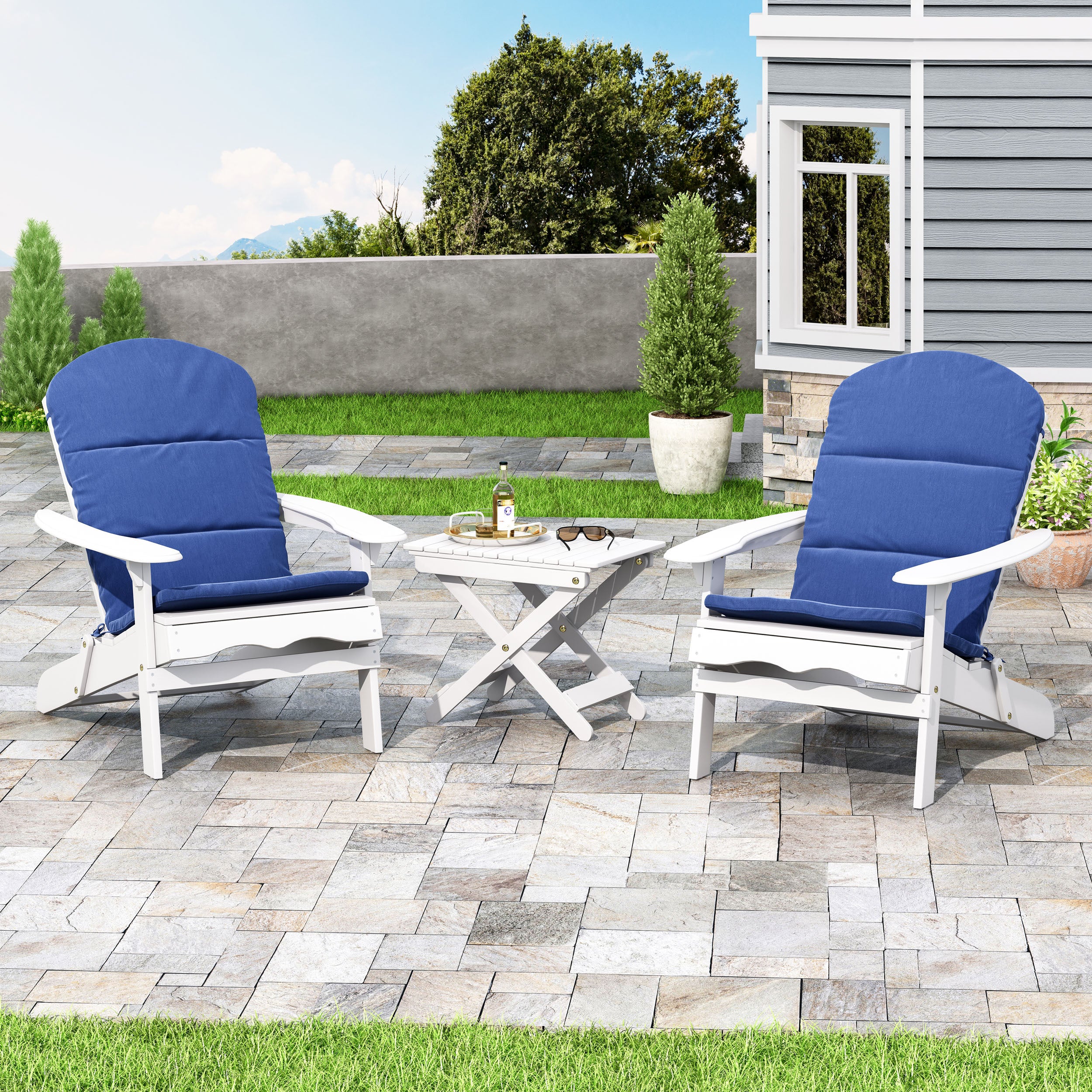 Reed Outdoor 2 Seater Acacia Wood Chat Set with Water Resistant Cushions - furnishings