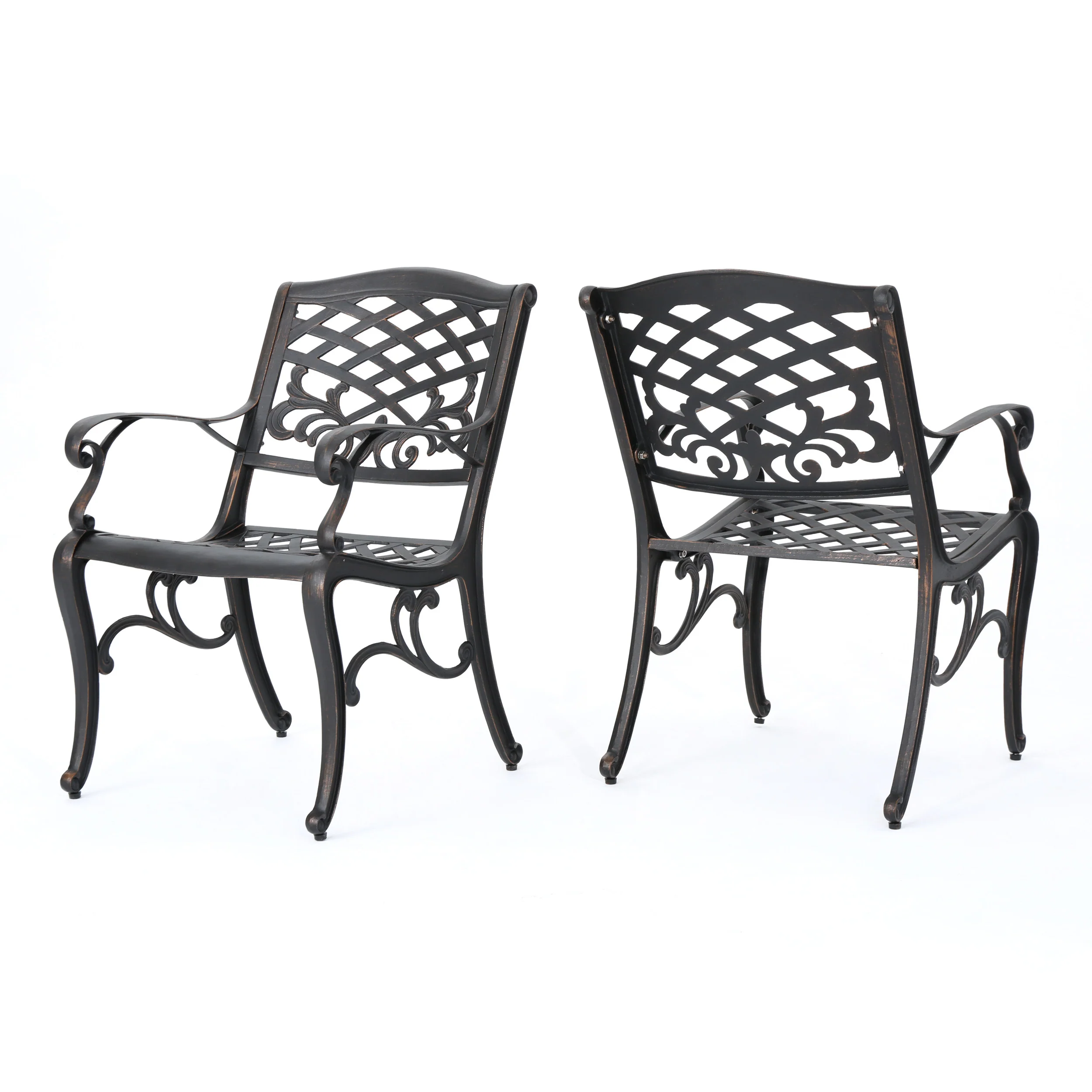Myrtle Beach Outdoor Patina Copper Finished Aluminum Dining Chairs (Set of 2) - furnishings