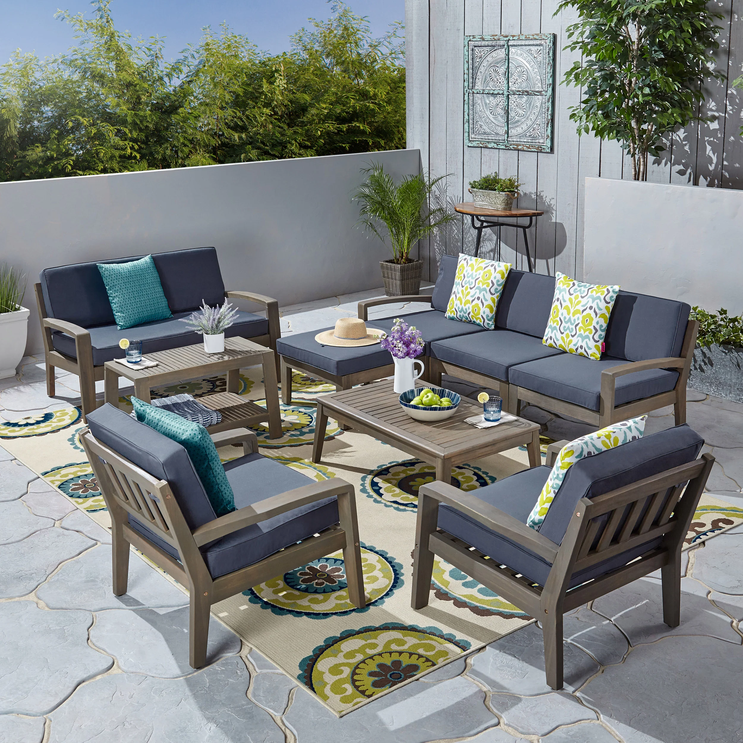 Parma 7-Seater Sectional Sofa Set For Patio with Loveseat - furnishings