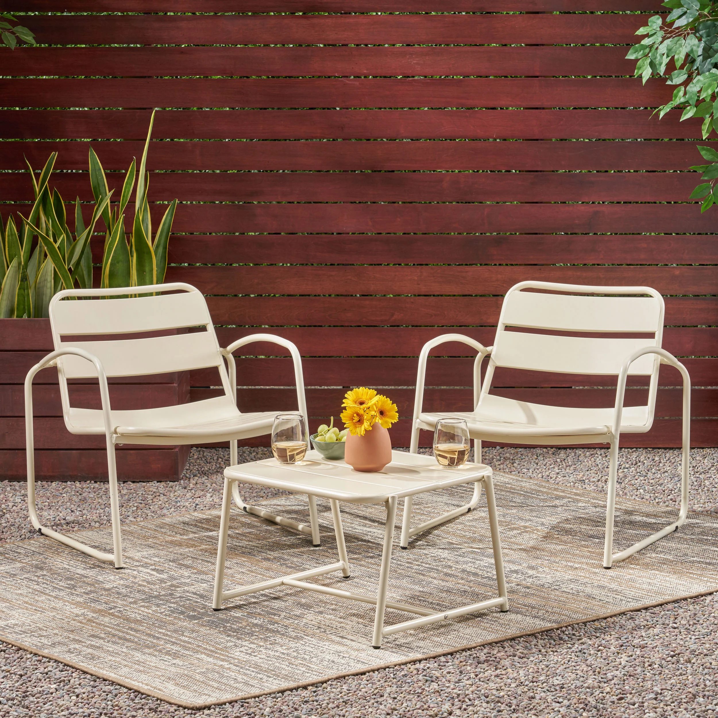 Daryah Outdoor Modern 2 Seater Chat Set - furnishings